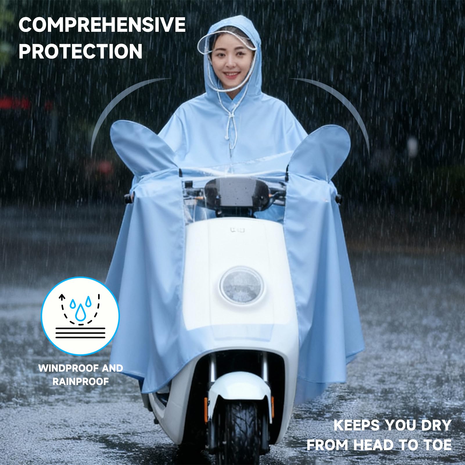 impermeable, material de PVC Ciclo eléctrico Rain Poncho Long Full Body Full Cycling Rain impermeable, para scooters eléctricos