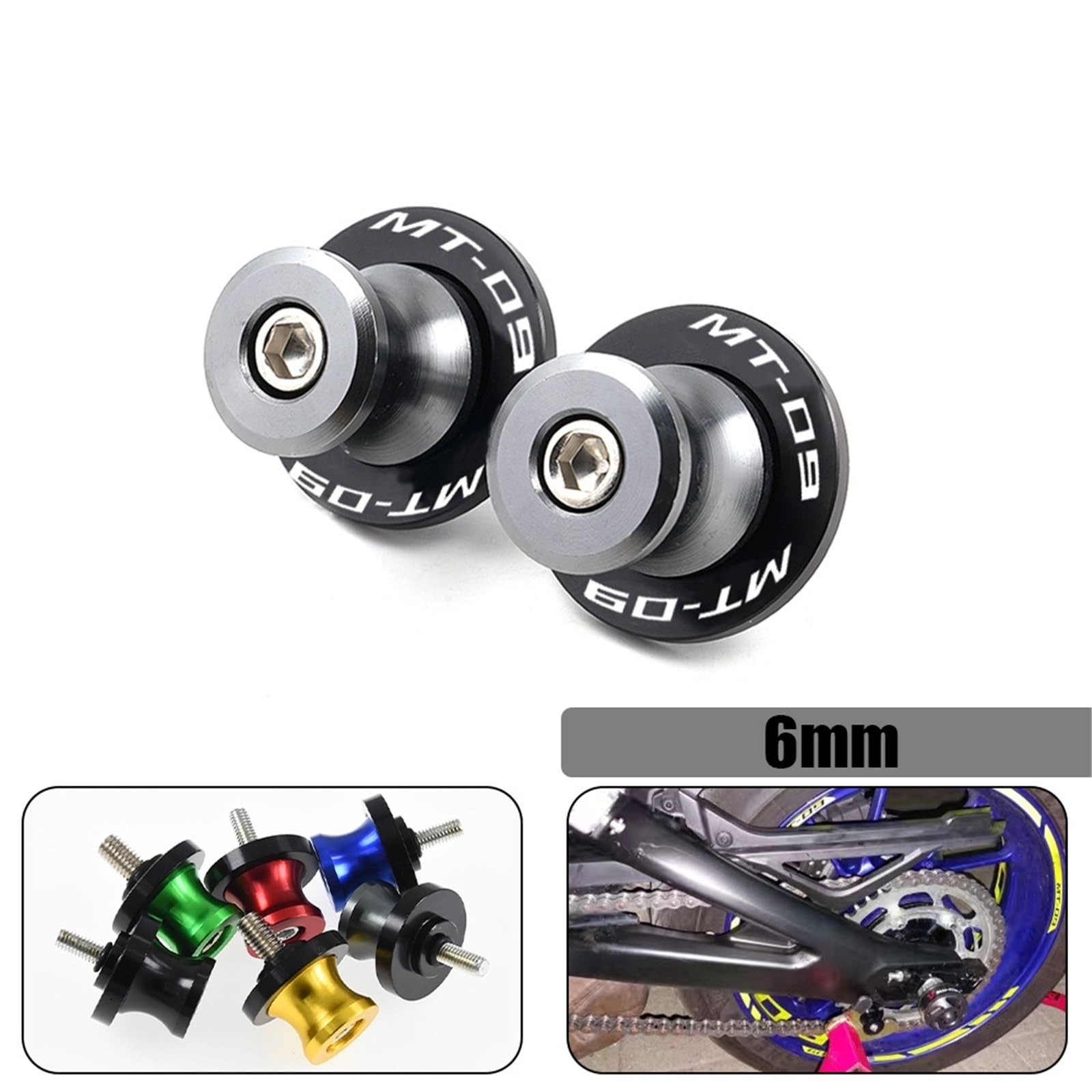 6MM CNC aluminium motocykl wahacz szpule suwak stojak akcesoria śrubowe kompatybilne z Yamaha MT-09 FZ09 2013-2022 MT09 FZ-09 MT FZ 09