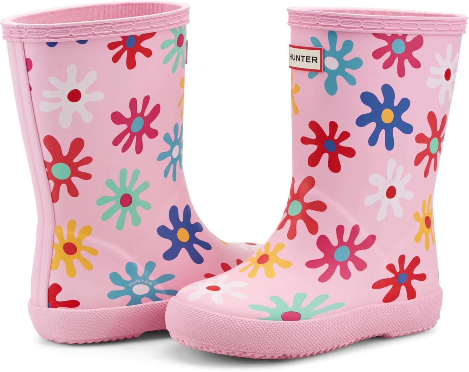 Hunter Kids First Classic Rain Boots, Medium Pink Floral Multi Print, 11 Little Kid