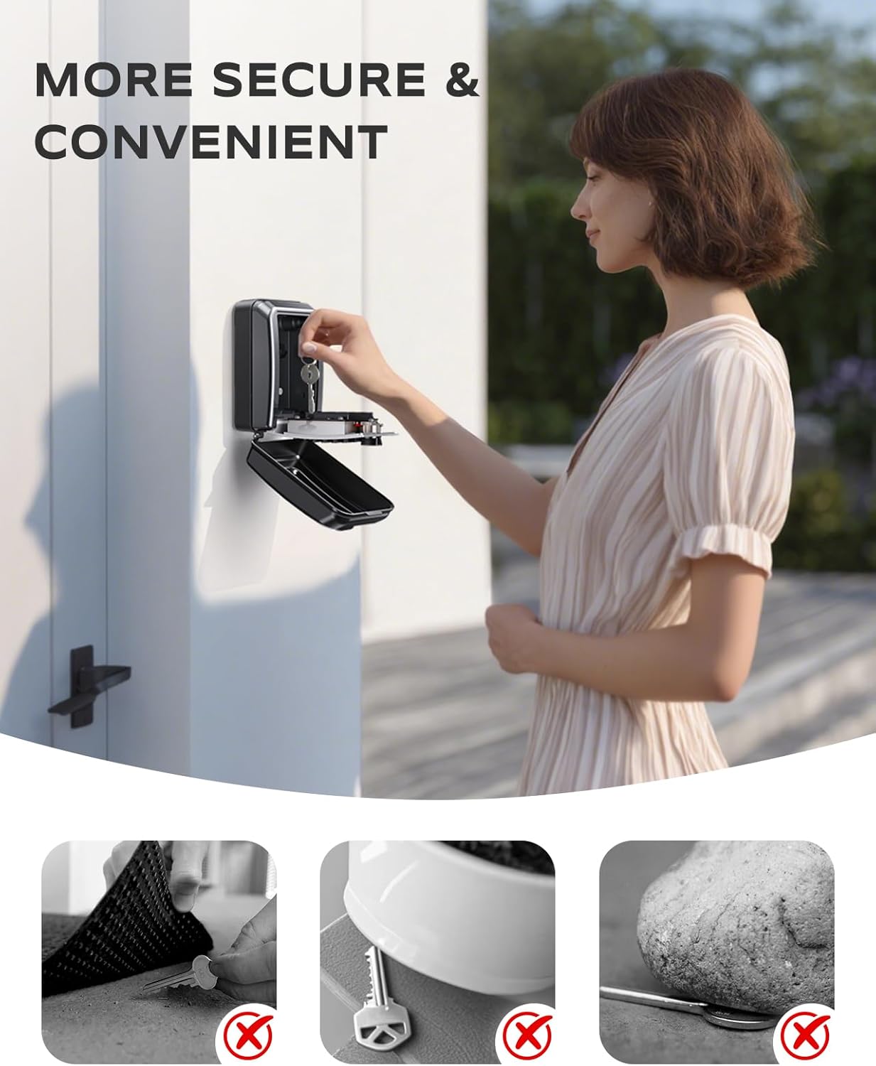 Wall-Mounted Key Lock Box, 12 Digit Combination Lock Box for Keys with Code, Large Capacity & Weatherproof Outdoor Lockbox, Key Safe Storage Lock Box for Home, Office, Garage