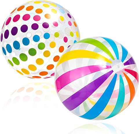 2 Piezas Pelotas de Playa Hinchables, 27 cm Bolas de Agua hinchables, Balón de Agua Multicolor para Adultos, Juegos Acuáticos en Playa y Piscina, Fiestas de Verano y Reuniones Familiares