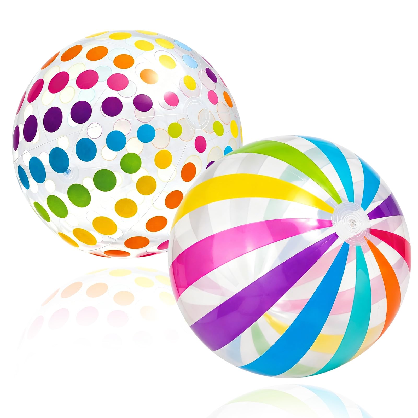 FQAKTB 2 Pcs Inflatable Beach Balls, 27 cm Colourful Inflatable Ball for Adults, Water Ball Toy for Beach Games Pool Party Activities and Family Outdoor Gatherings
