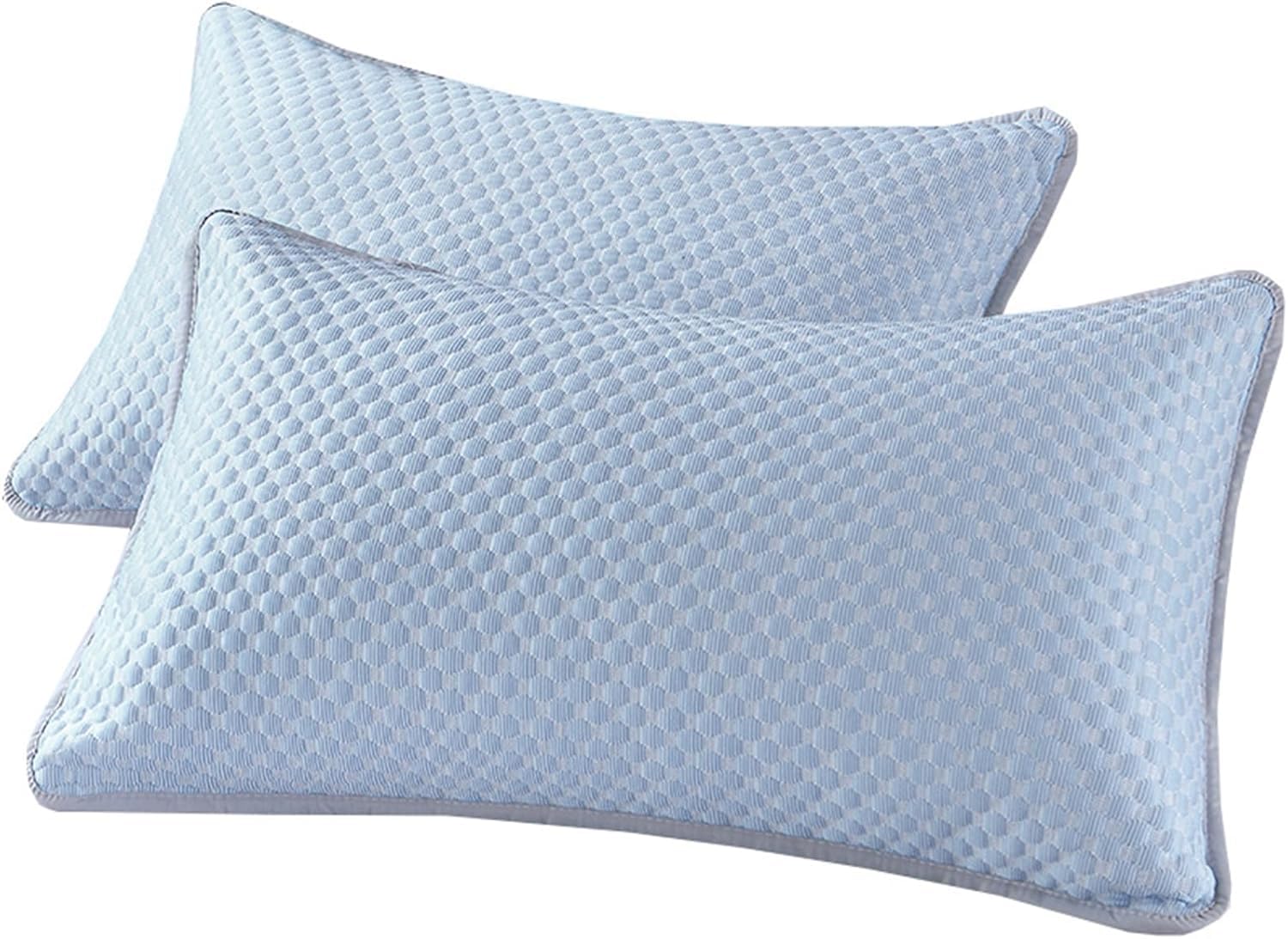Taies d'oreiller rafraîchissantes lot de 2 en taille Queen 50 x 75 cm coloris bleu clair