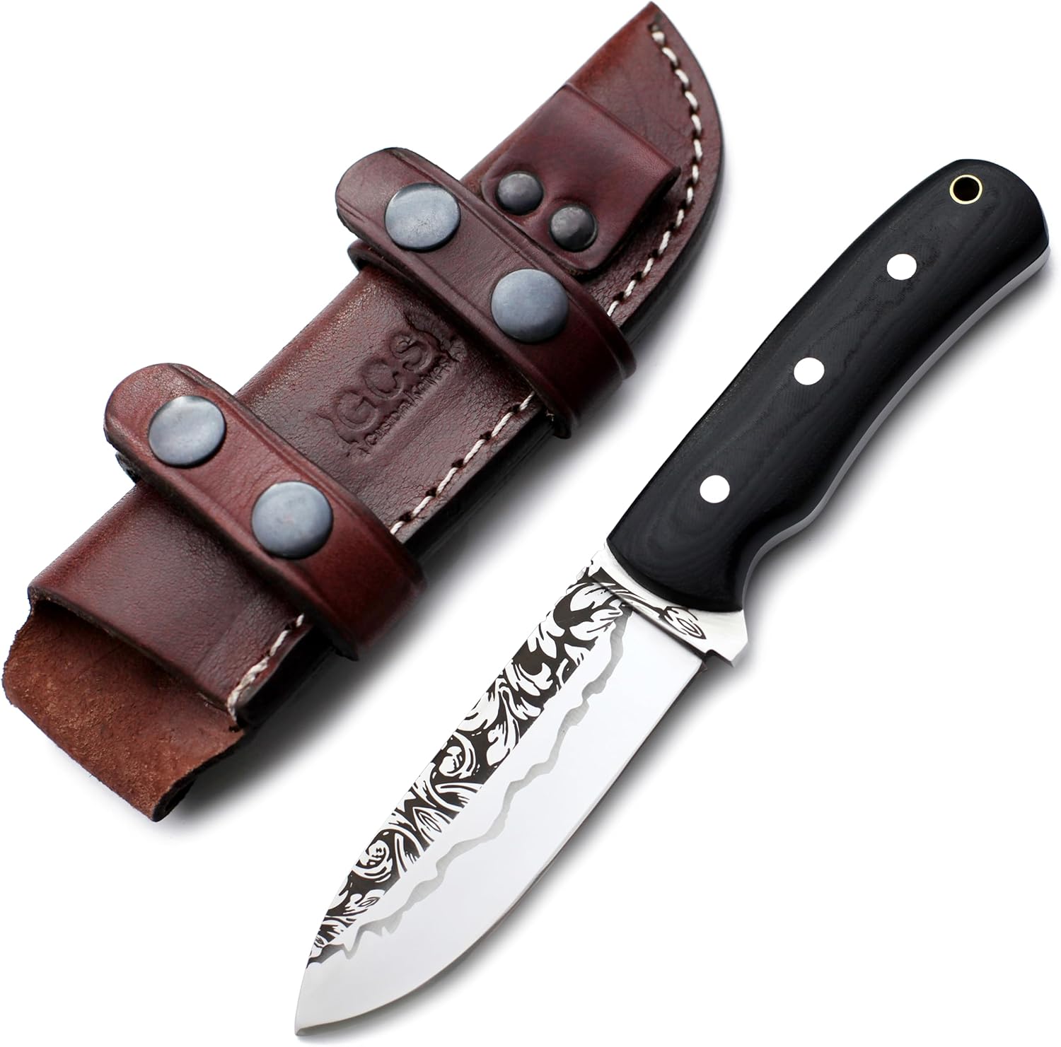 GCS Handmade D2 steel Hunting Knife G10 Full Tang Handle Fixed Blade Knife Right Hand Scout Carry Buffalo leather Sheath Hunting Camping Survival EDC-GCS 916