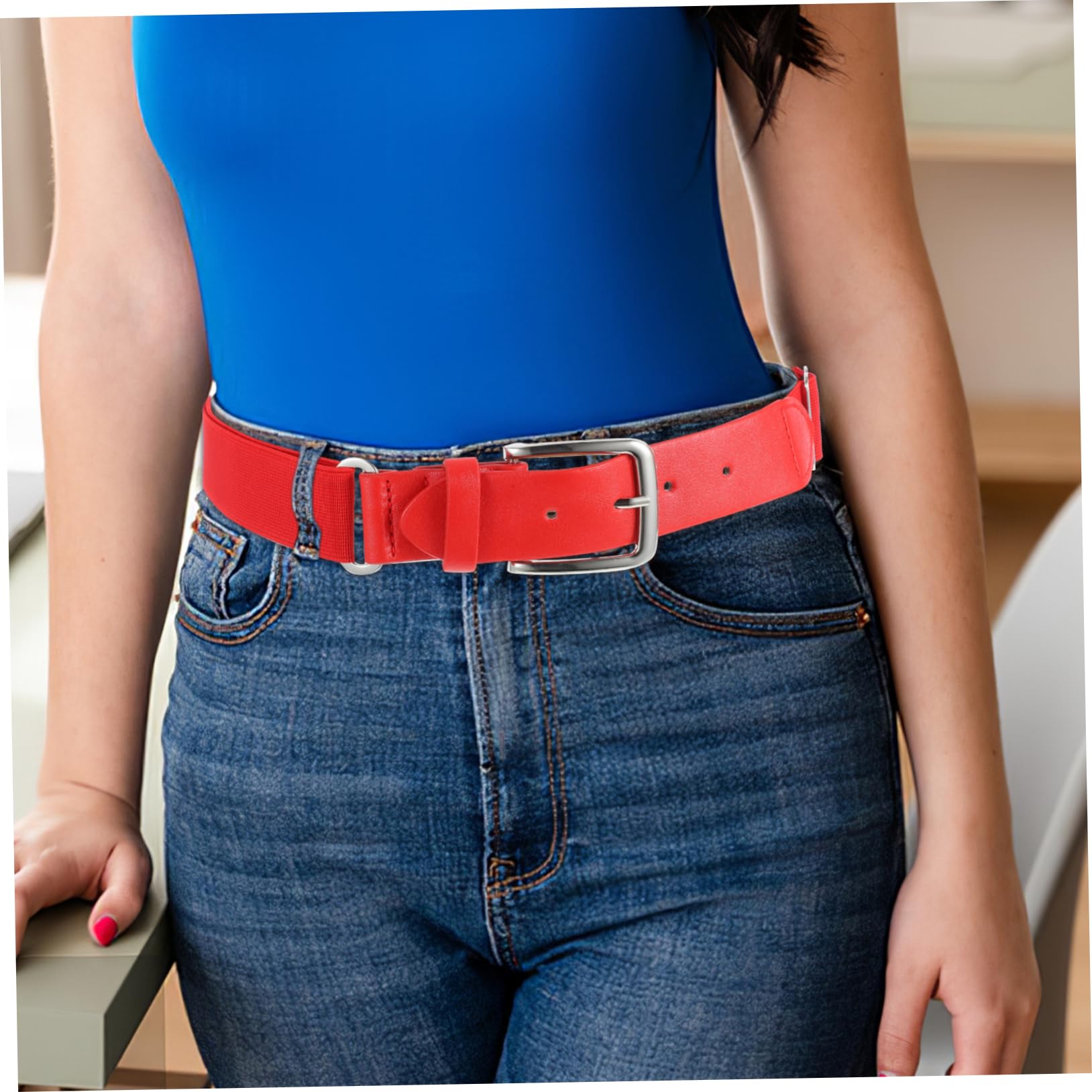 YARNOW Ceinture Élastique Pantalon Baseball Blanc Acier Homme