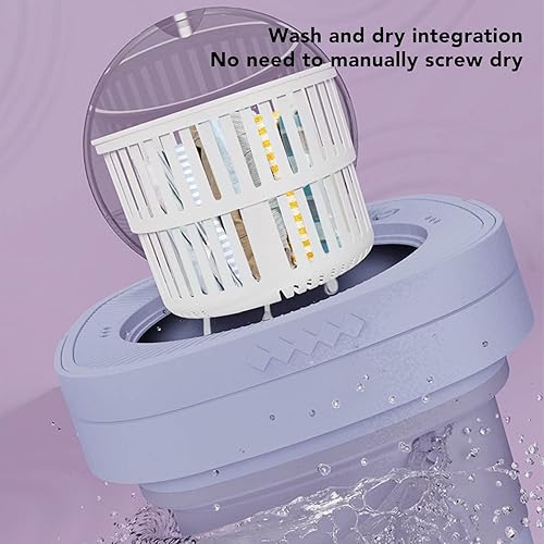 Miniatura 3 de Luqeeg Lavadora portátil, mini lavadora plegable de 6.5 litros con tubo de agua, lavado profundo y centrifugado para dormitorio, camping, caravana,
