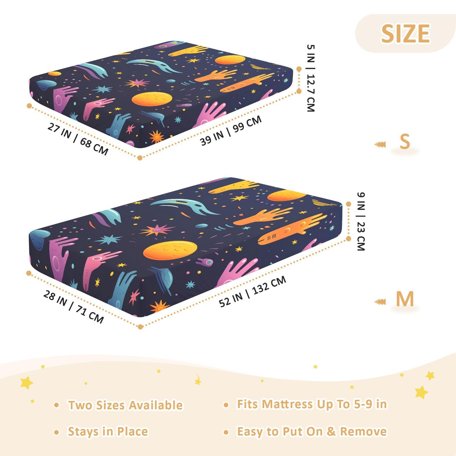 ÉToiles Mignonnes De ModèLe Coloré Drap Housse pour Lit BéBé en Coton Doux,Adapté au Matelas Parc