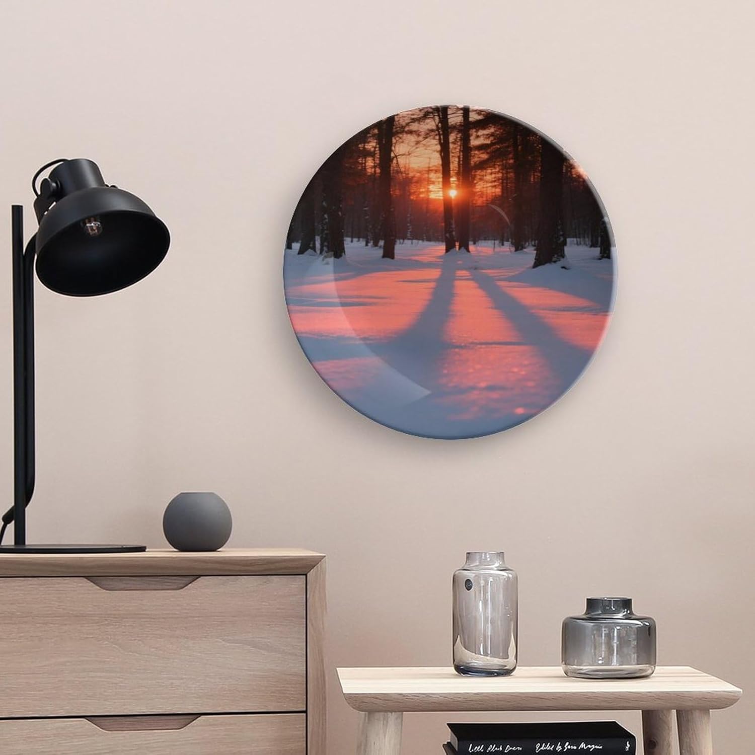 Bone China Decorative Plates Dusk Ceramic Decorative Plate Wall Decor with Display Stand Ceramic Ornaments for Wall Hanging Decoration