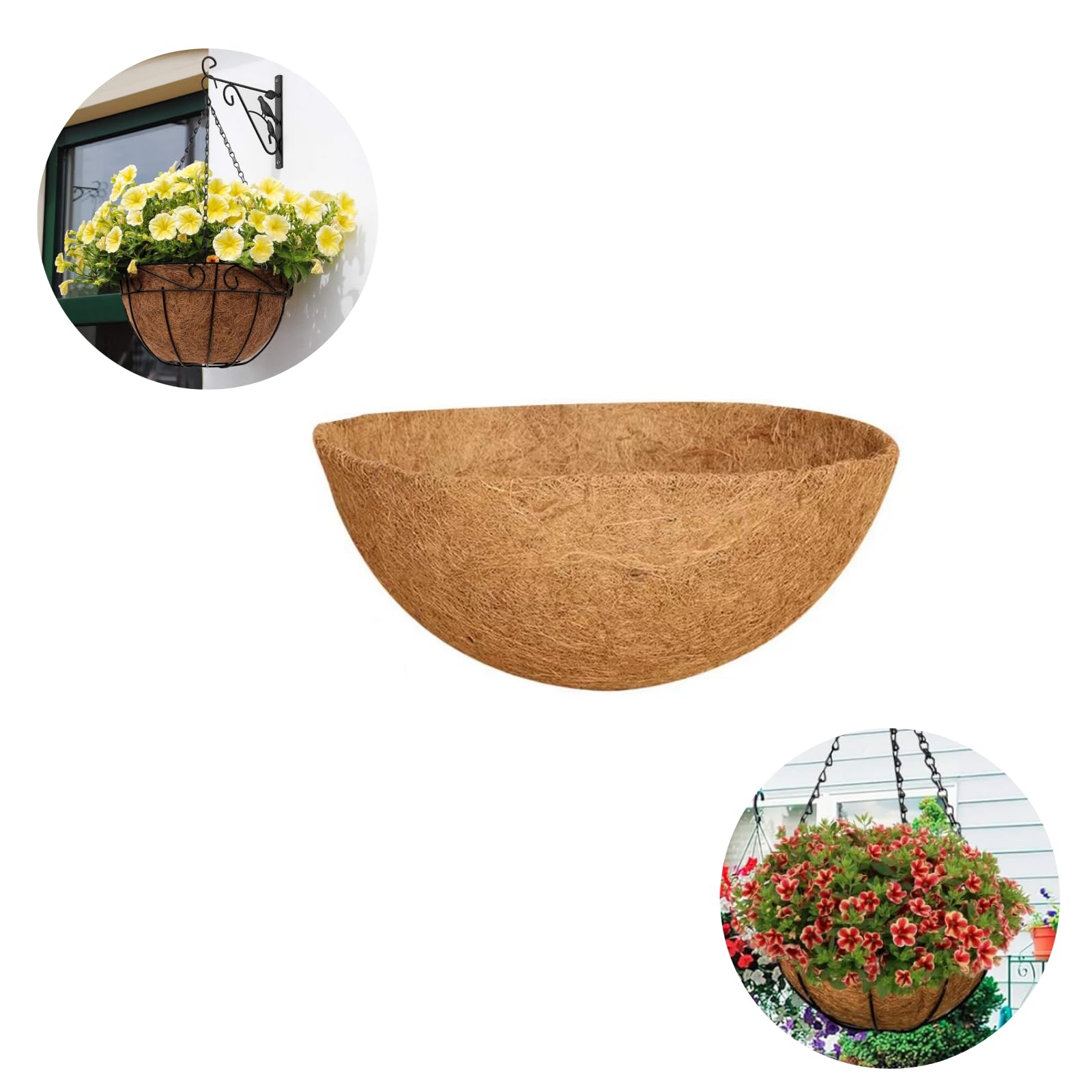 Coconut Liners for Planters,20Inch Round Coco Liners for Hanging Basket,100% Natural Coco Coir Basket Coco Replacement Liners，Perfect for use in Home