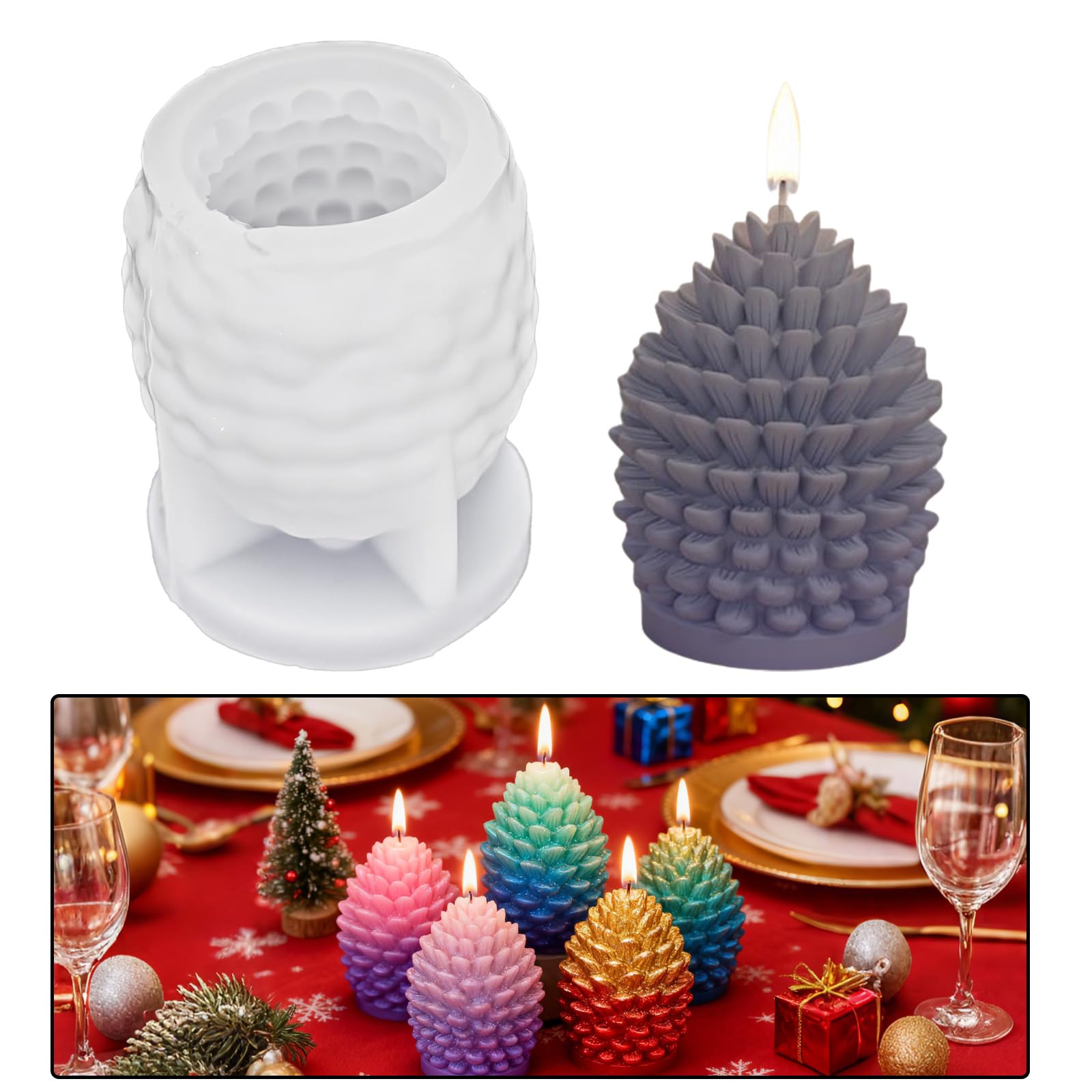 Silikonform Weihnachten Kerzenform Silikon Gießform Tannenzapfen Silikonform Kerzen Form Weihnachten Dekoration Tannenzapfen Gießen Form für Kerzen Seifen Gips Epoxidharz Wachs