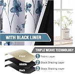 H.VERSAILTEX 100% Rideaux noircissements 84 Longueur de pouce 2 Panneaux Set Cattleya Floral imprimé rideaux Thermiques Leah Floral pour chambre avec liner noir Rideaux audio, gris et bleu