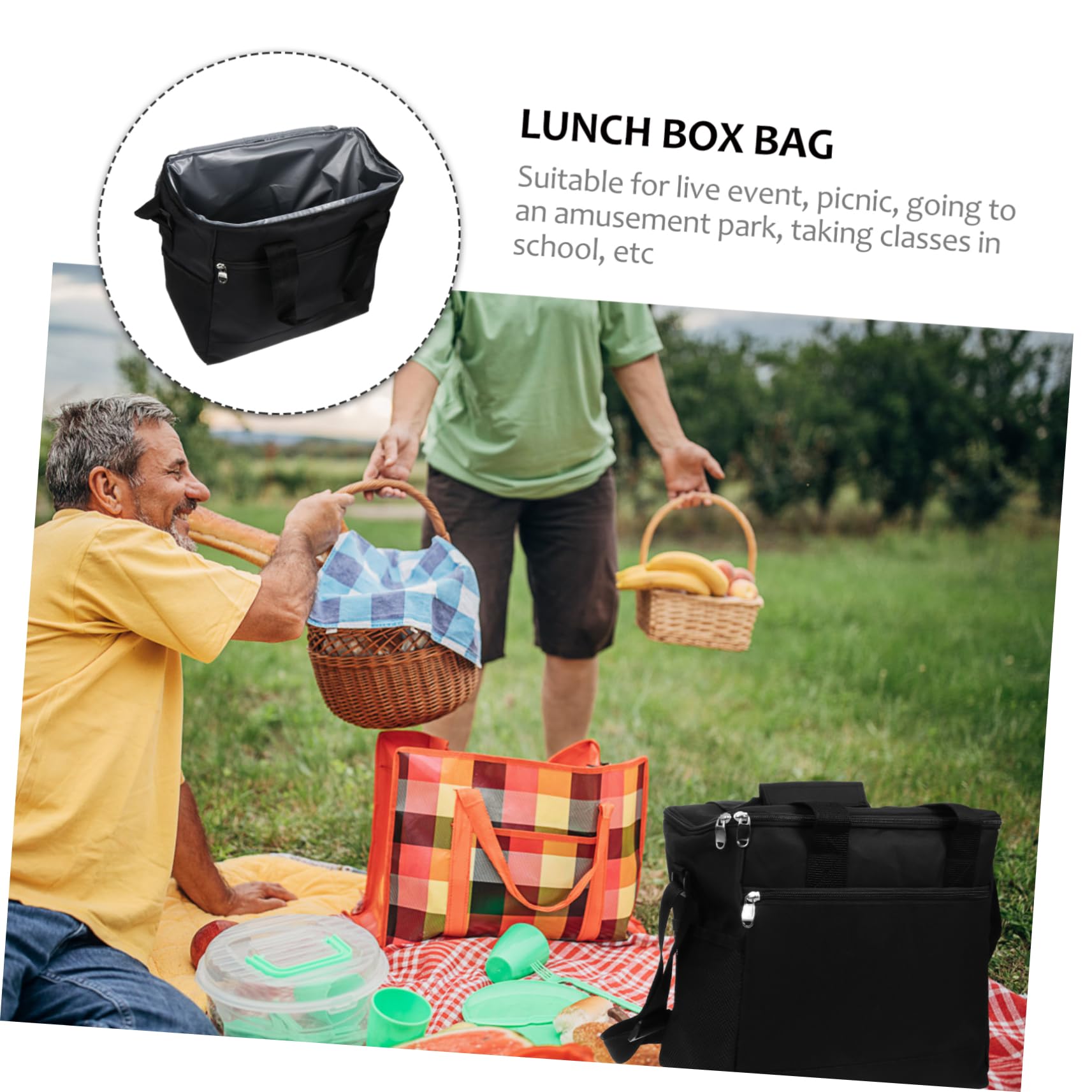 ABOOFAN 1pezzi Borsa Termica Riutilizzabile per Alimenti da Asporto Grande Capacità per Conservazione del Calore Marsupio Borsa per Pranzo Bento Portatile per Conservazione della Freschezz