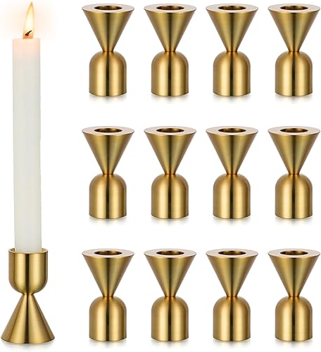 Miniatura 10 de Portavelas dorados de latón 6 portavelas cónicos, candelabros para candelabros, candelabros dorados para centro de mesa, boda, fiesta, Navidad,