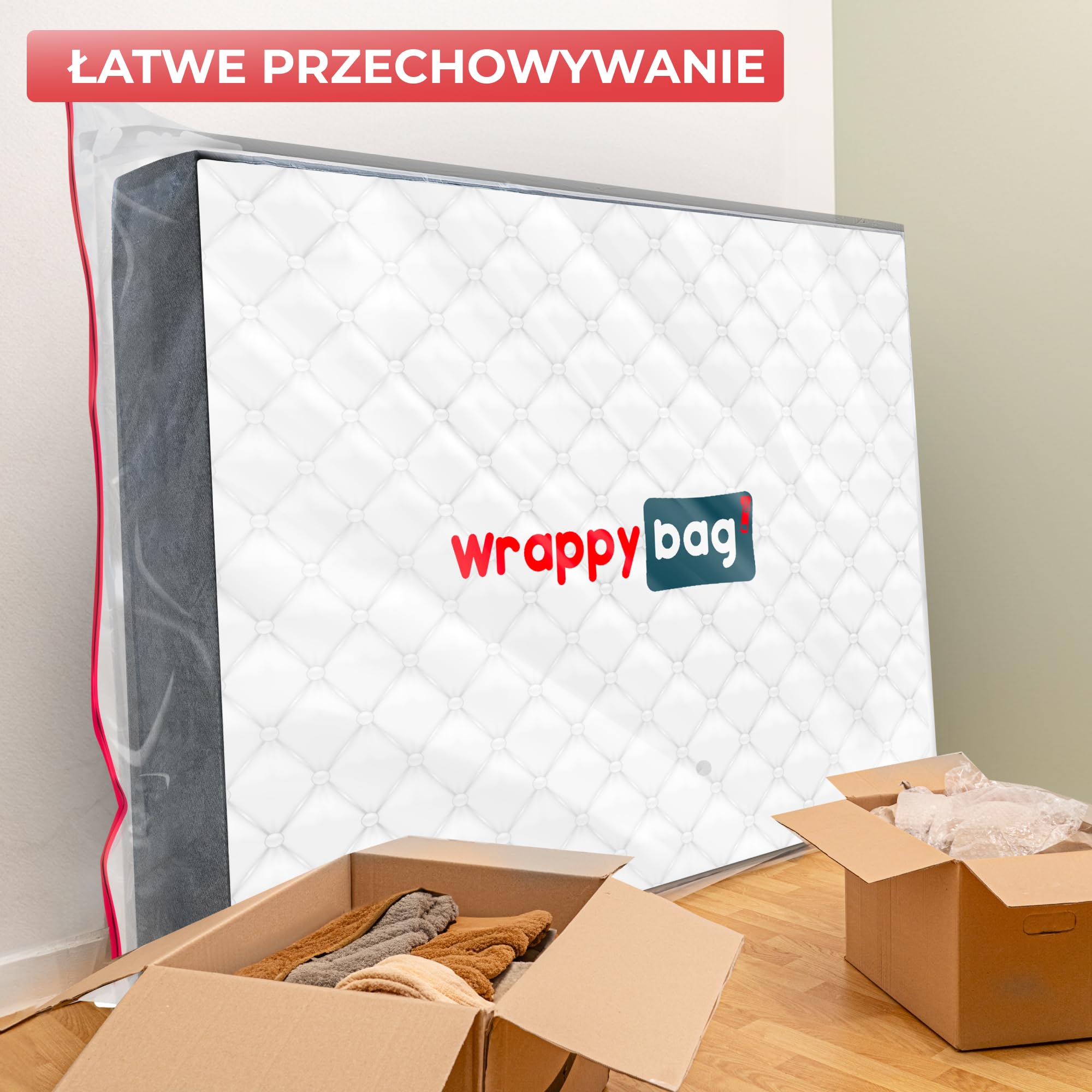 WRAPPYBAG – Plastikowy pokrowiec ochronny na materac – Wodoodporna i odporna na rozdarcie torba do przechowywania – do przenoszenia, przechowywania i transportu – (90x200cm) – Zestaw 2 szt.