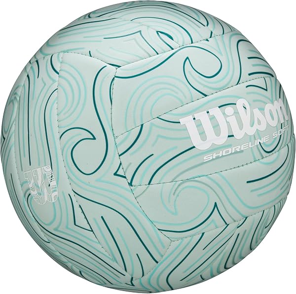 Wilson Pallone da Pallavolo Shoreline Soft Gen Green, Realizzato In Materiale Eva Sostenibile di Origine Biologica, Offre Un Controllo Morbido, Colore: Azzurro, Taglia Ufficiale - 2
