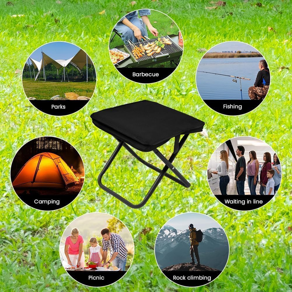 Folding Stool, Mini Outdoor Camping Stool, Portable Small Foldable Lightweight Hunting Seat with Zippered Carrying Bag, Folding Slacker Chairs for Fishing Travelling Picnics (3) (1)