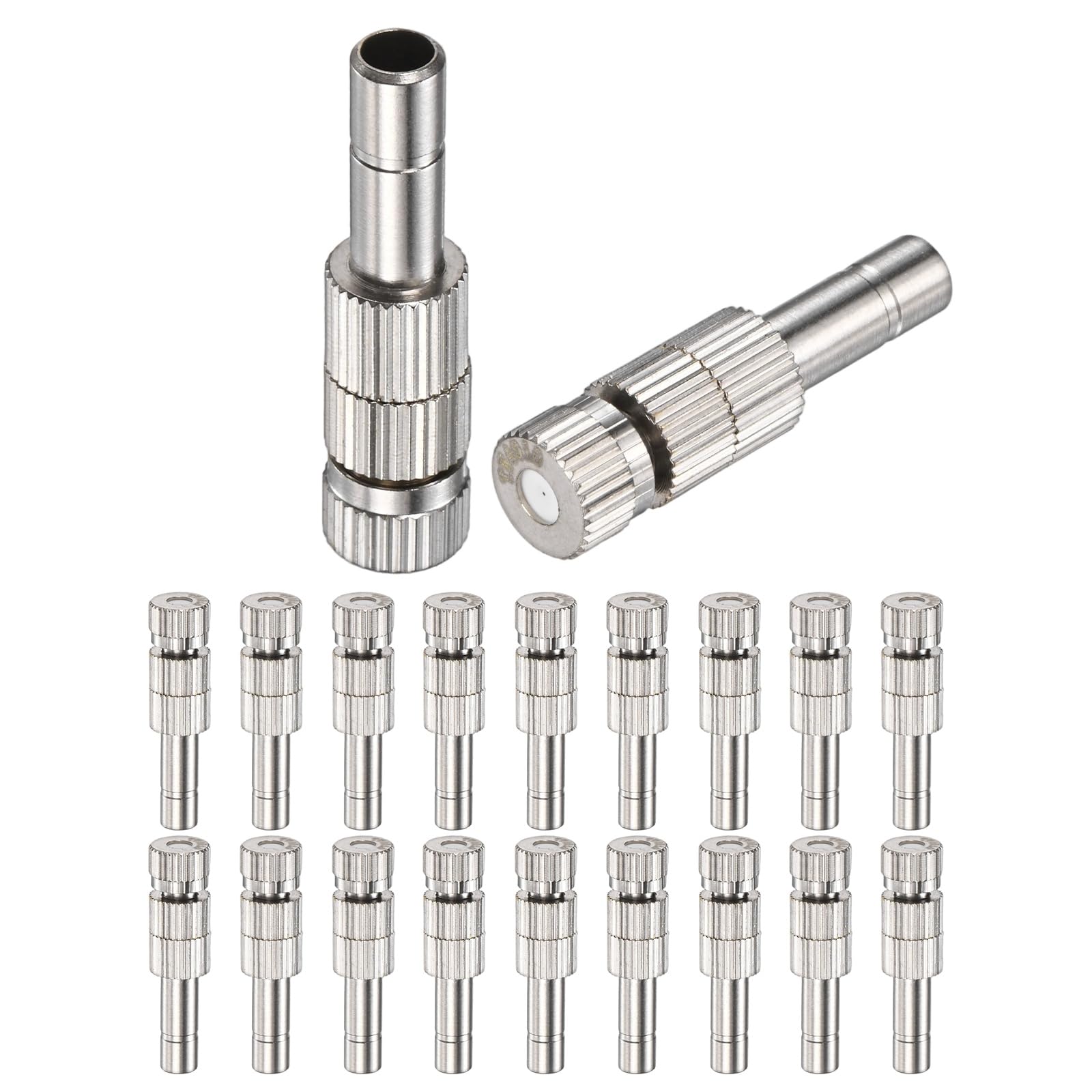M METERXITY 20-Pack Brass Misting Nozzles, 0.016"/0.4mm Orifice Mister Replacement Heads with Filter Mesh for Cooling System/Landscaping/Humidification, 6mm Low-Pressure Fog Sprayer Nozzle