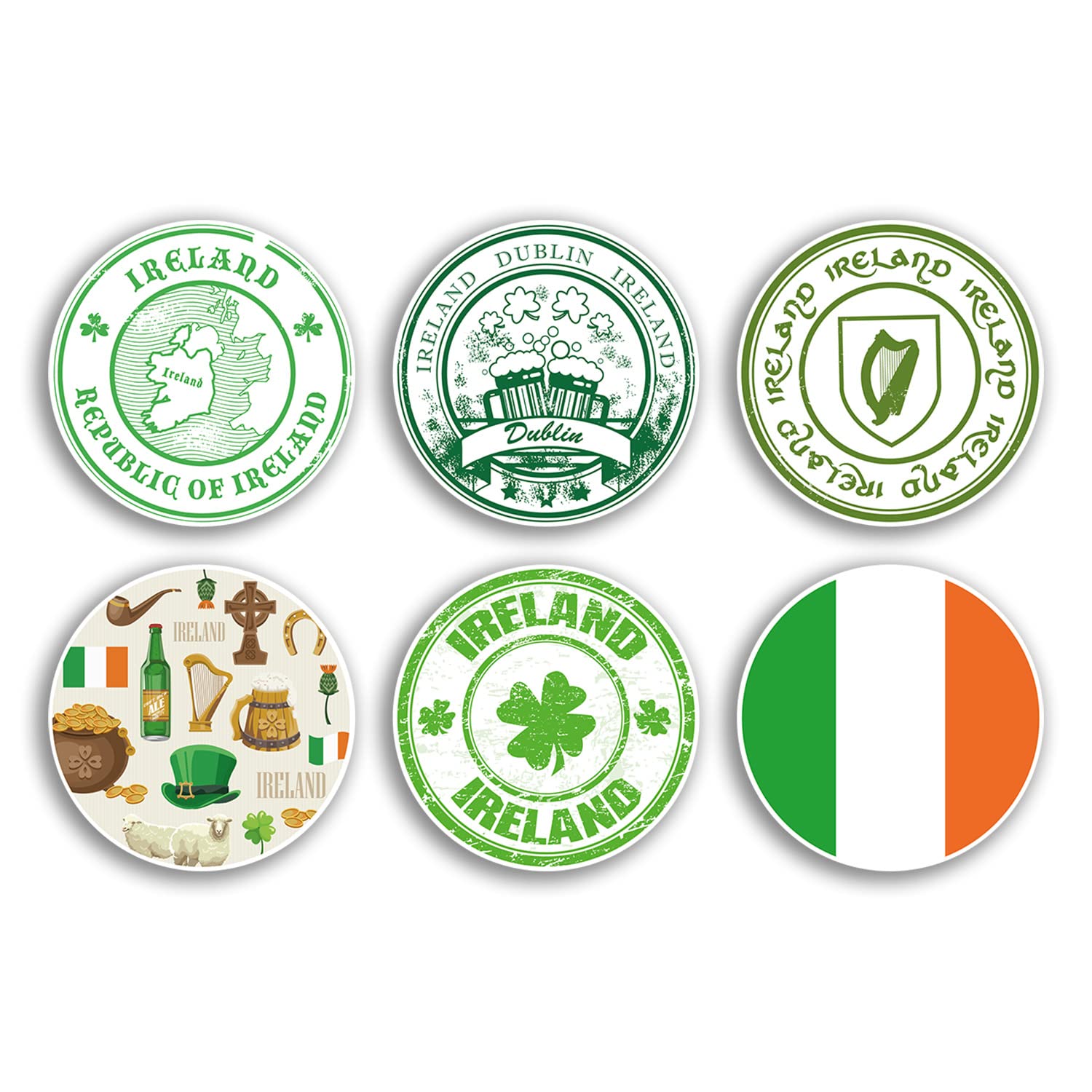 Dv Design Multi 6 X 10Cm Ireland Vinyl Stickers - Irish Beer Lucky Country City Travel Map Flag Holiday Luggage Design Gift #78857