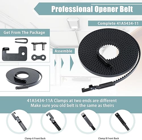 Miniatura 2 de Correa de transmisión 41A5434-11,234 pulgadas, correa de apertura de puerta de garaje 41A5434-11A para puerta de 7 pies, cinturón Liftmaster Formula