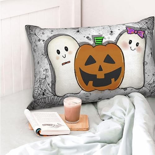 Miniatura 5 de Fundas de almohada de Halloween de 12 x 20 pulgadas, decoración de Halloween, almohada lumbar, fantasma, calabaza, fundas de almohada para sofá