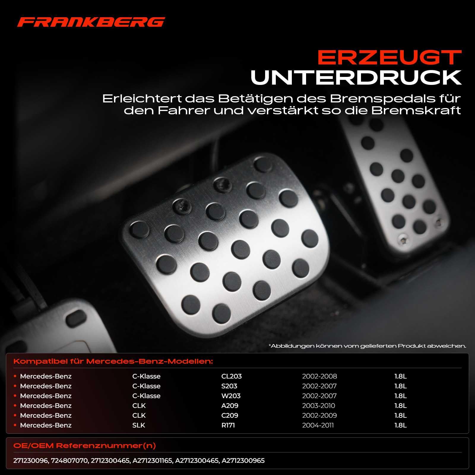 Frankberg Unterdruckpumpe Vakuumpumpe Kompatibel mit W203 CL203 S203 C209 R171 2002-2011