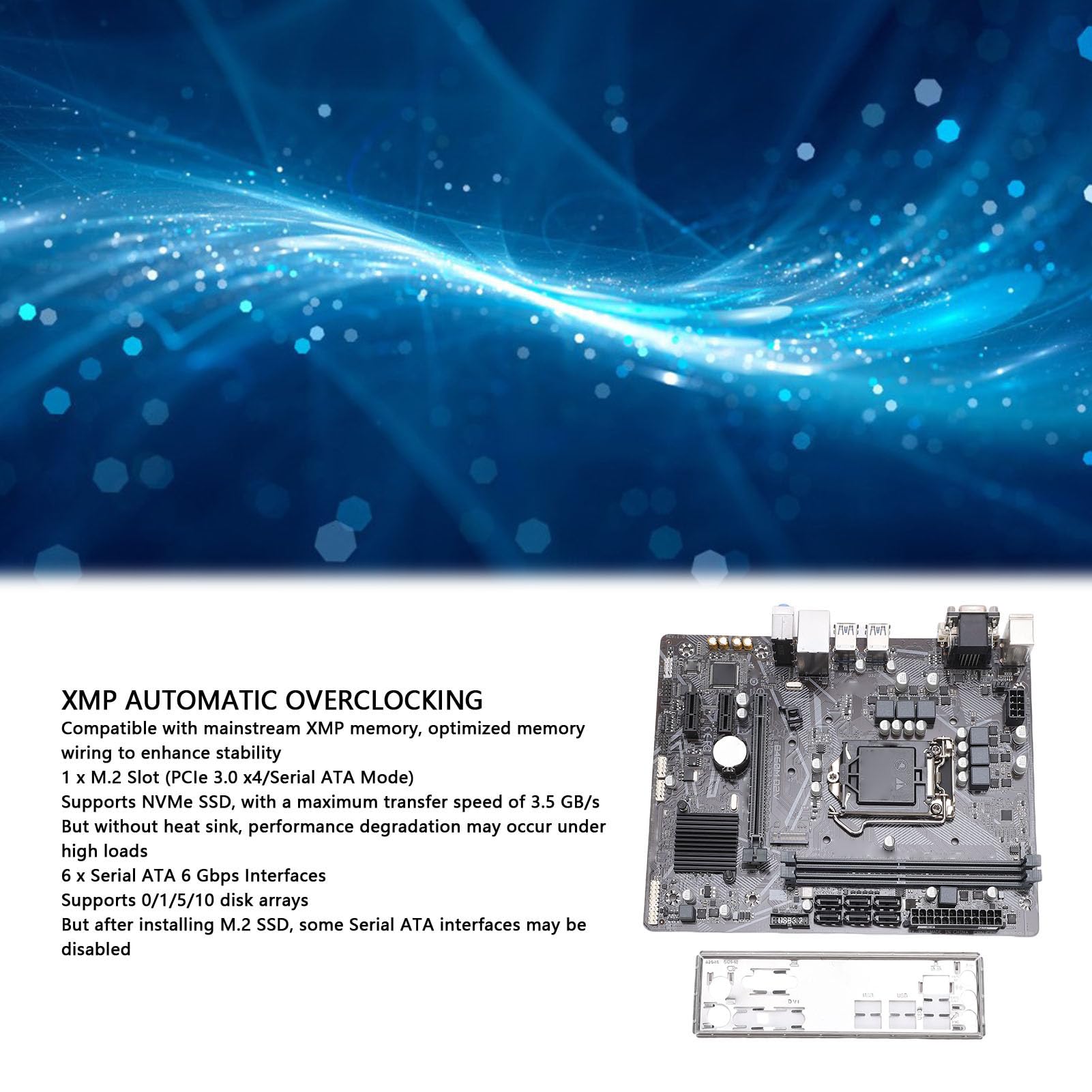 Vikye B460M Micro ATX Gaming Motherboard, LGA 1200 Socket Dual Channel DDR4 M.2 NVMe Desktop PC Mainboard, con USB 3.2 Gigabit LAN, per CPU di decima generazione