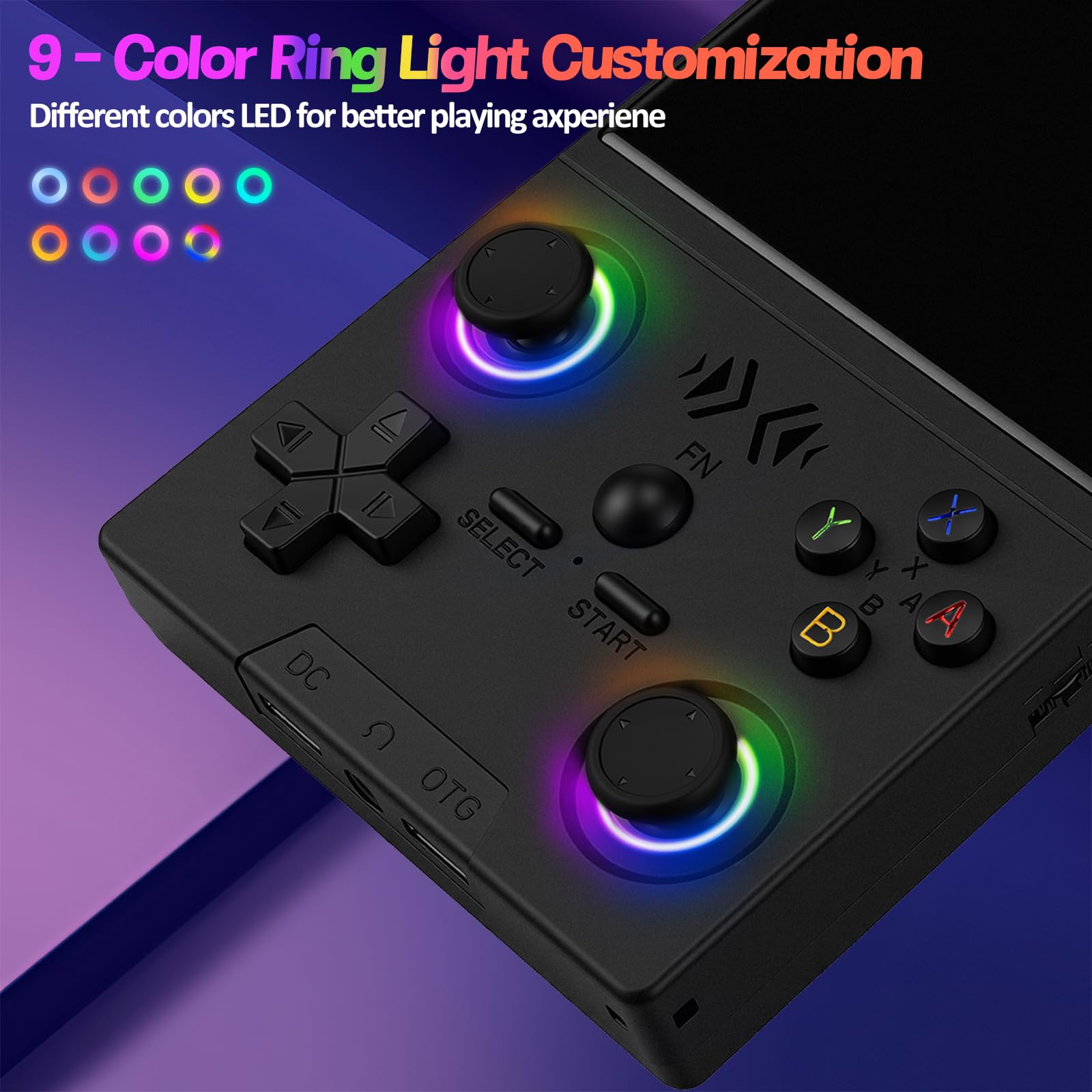 XF40V Retro Handheld Game Console, Retro Gaming Console 4.0'' IPS Screen Linux System Built-in 64G TF Card, Open Source Linux System, Preloaded 20000+ Classic Games, Portable Video Gaming (Black-64G)