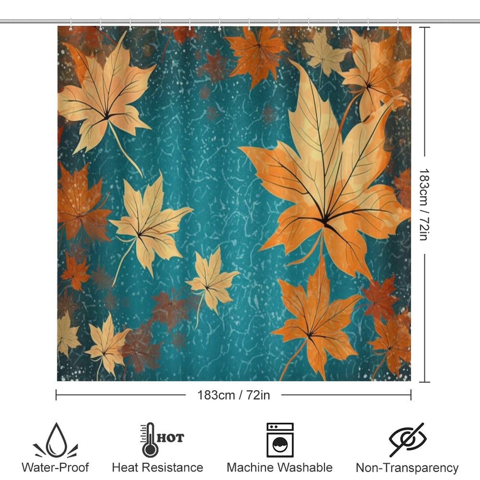 Duschvorhang-Set Mit 12 Haken – Herbstmotiv, Kürbis-Deko Fürs Bad