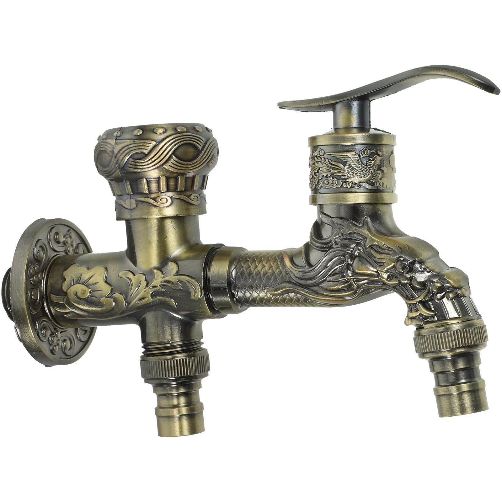 Grifo vintage de doble salida con control independiente para lavadora y uso doméstico
