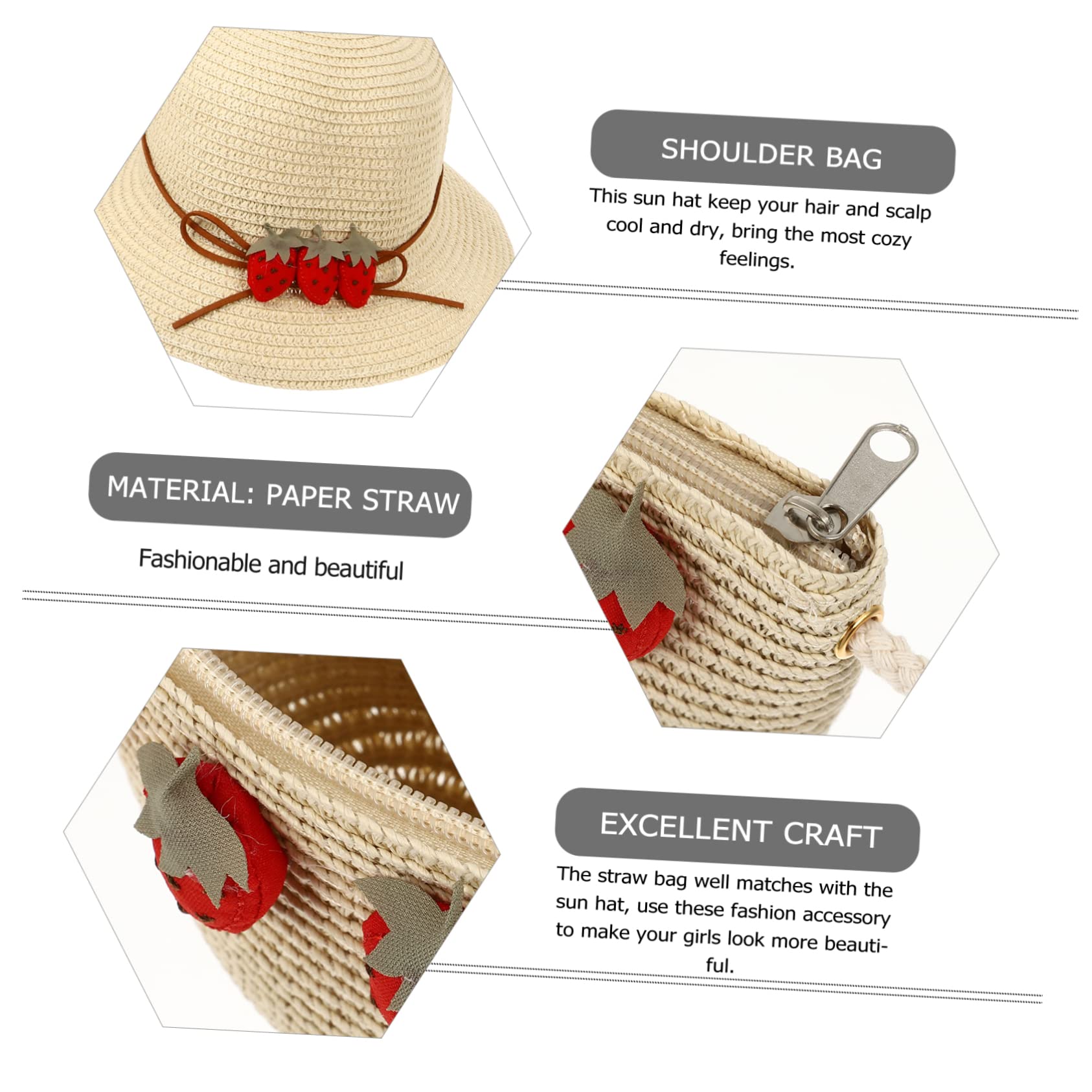 FOMIYES Sombrero de Sol Niñas Tejida de Protección UV y Conjunto