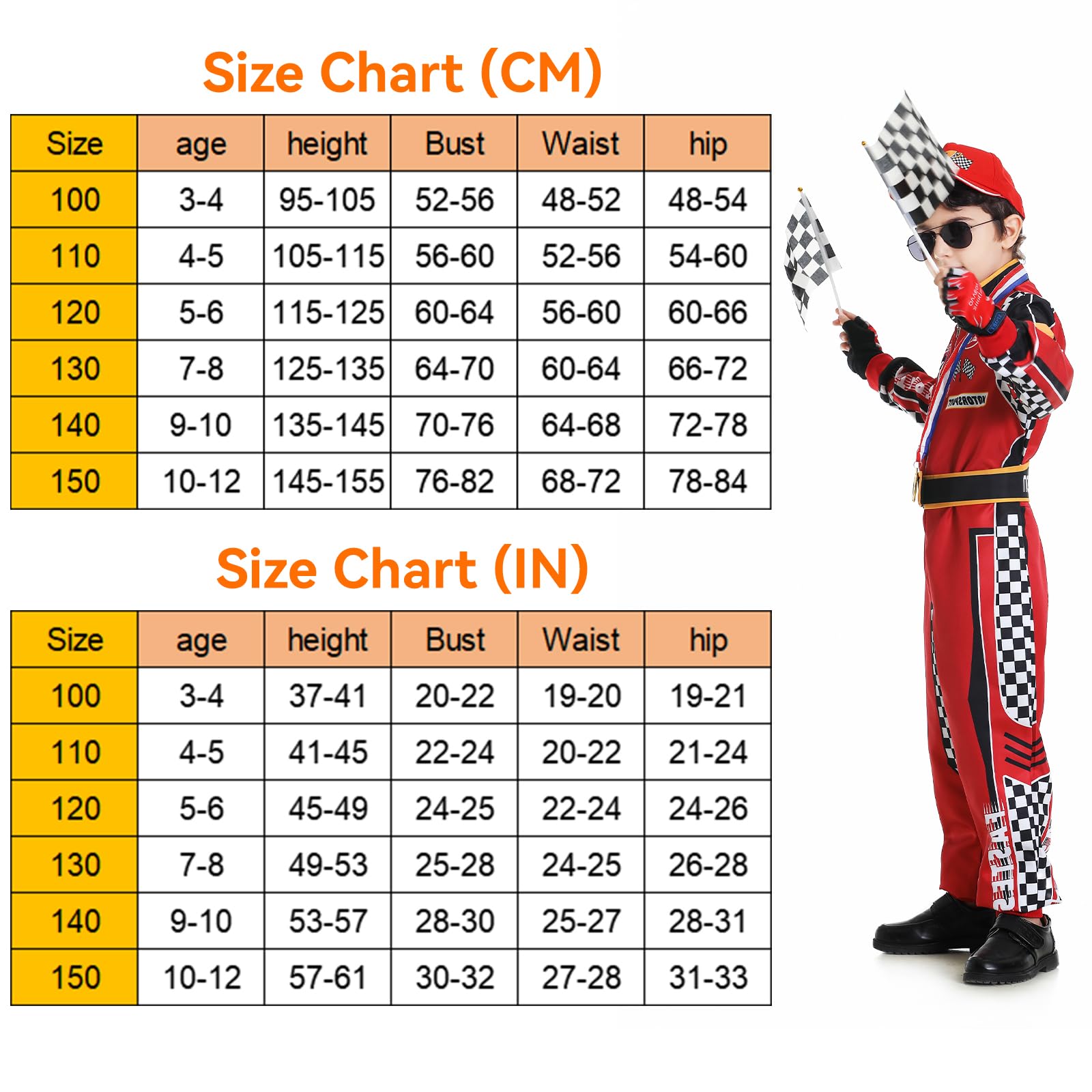 aicoaub Race Car Driver Costume Boys Racer Jumpsuit Kids with Sunglasses Cap Medals Waist Bag Flag for Toddler Carnival Dress up - Image 4
