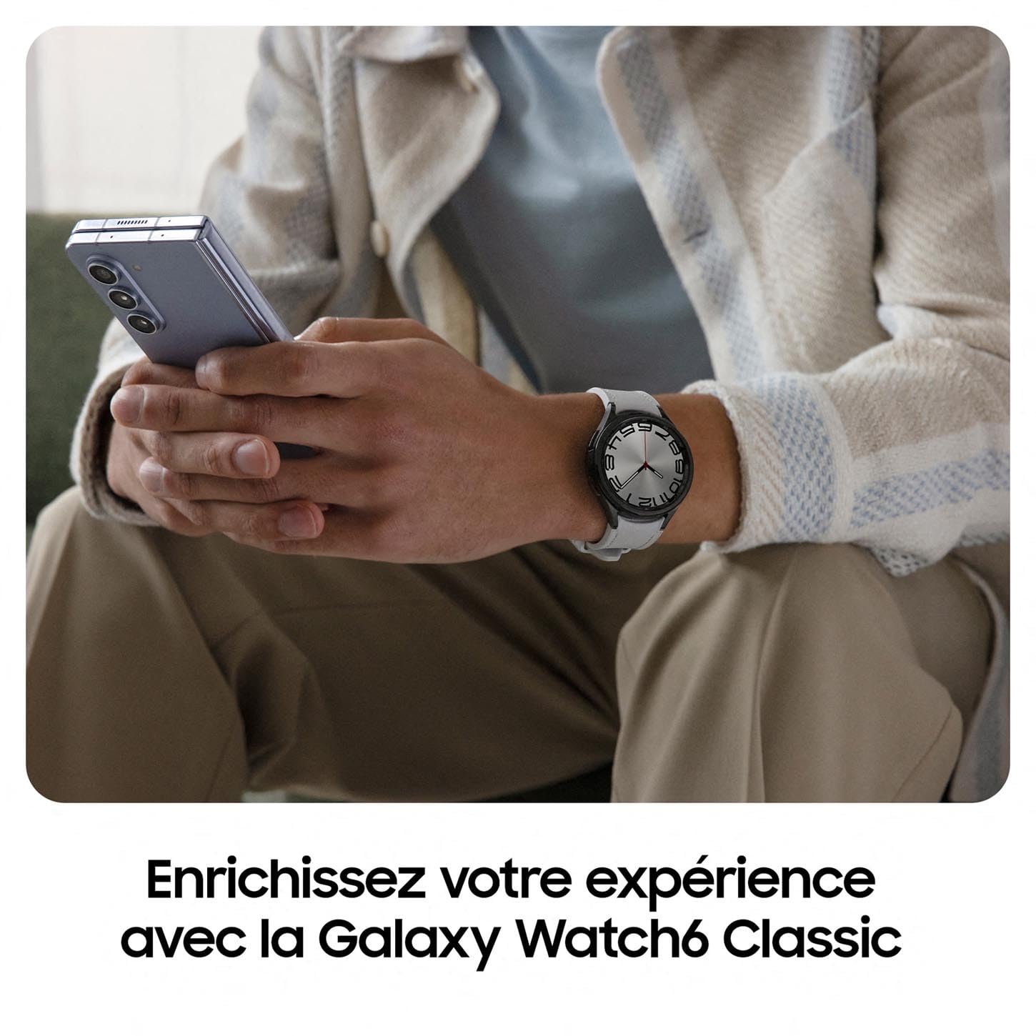 Samsung Galaxy Watch6 Classic Montre Connectée avec Chargeur, Suivi de Santé, Suivi Sportif, Charge rapide, 4G/LTE, 43mm, Argent, Exclusivité Amazon Version FR