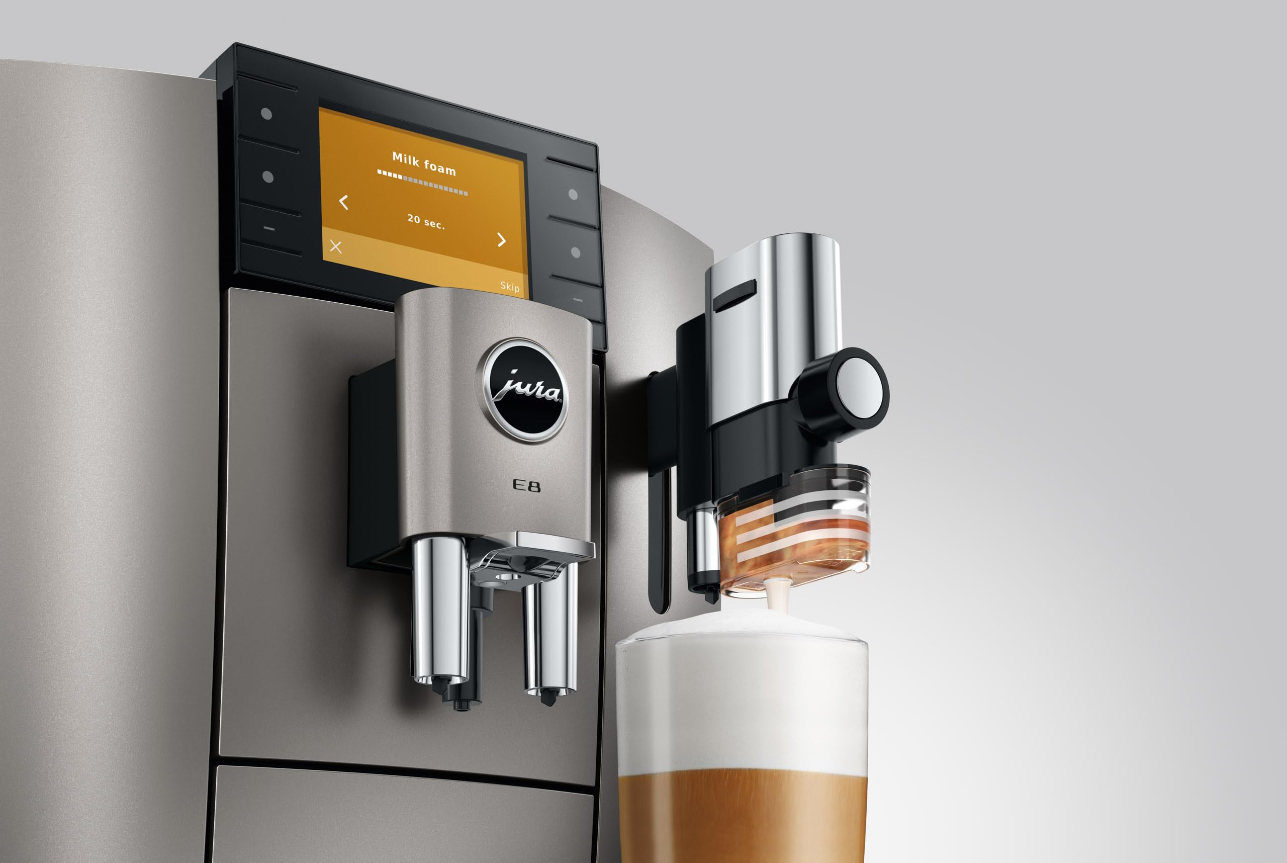 Jura - E8 Midnight Silver (ED) - Macchina da Caffè Automatica con 27 Specialità, Light Brew e Sweet Foam