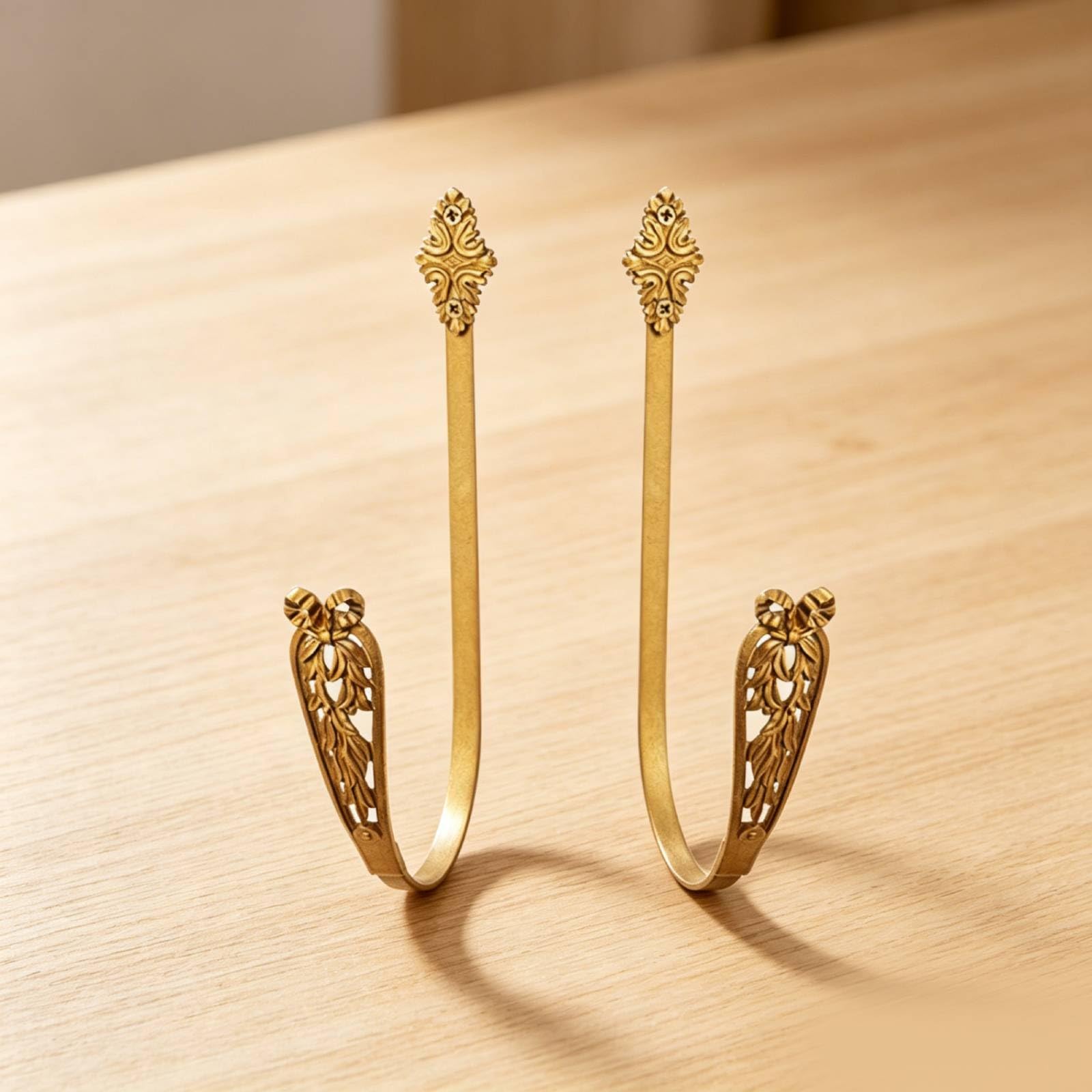 Colcolo Fermatenda per Tende Gancio Fermacurva Supporto Decorativo Staffa da Parete Metallo Durevole Top Ornamentale Motivo a Fiori Eleganza Classica Adatto, Gancio Per Tenda Dorato, Stile A