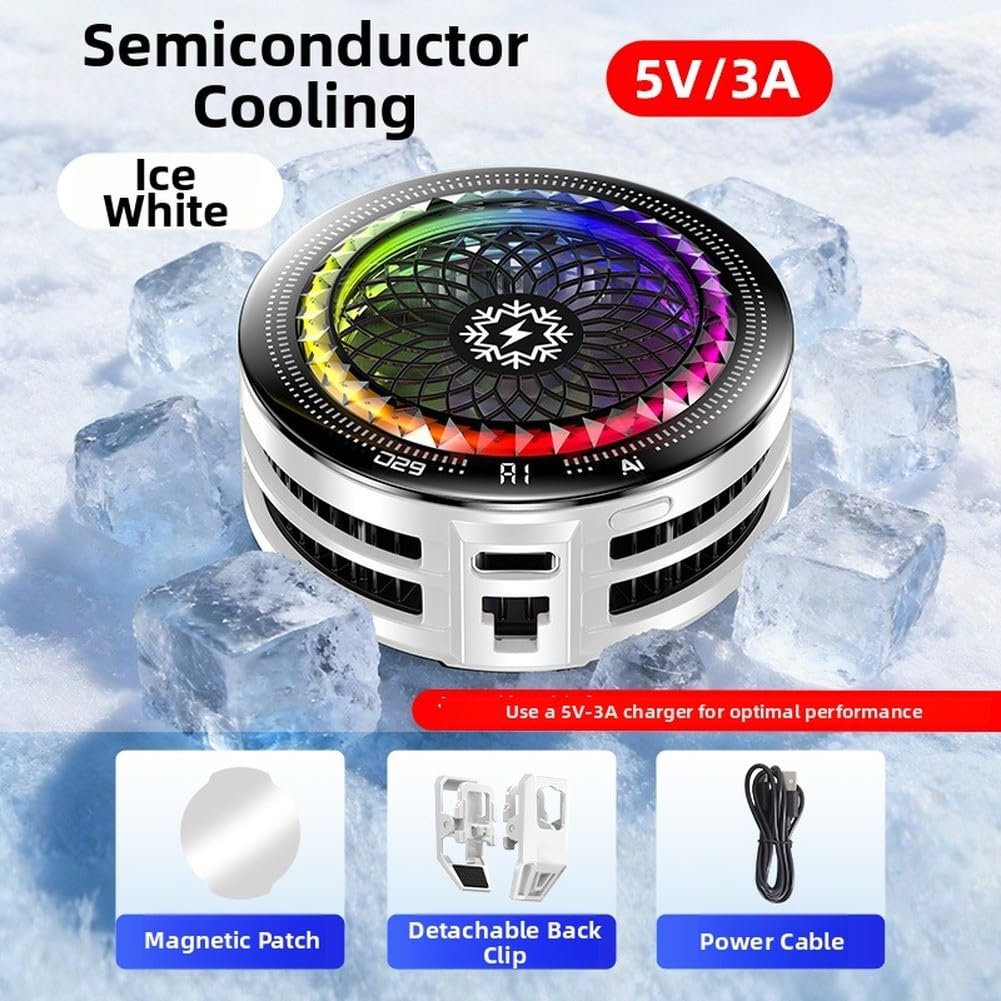 Enfriador magnético para teléfono con luz RGB, control de temperatura, radiador para juegos, ventilador de refrigeración USB portátil de 5 modos para teléfonos móviles, ligero con clip