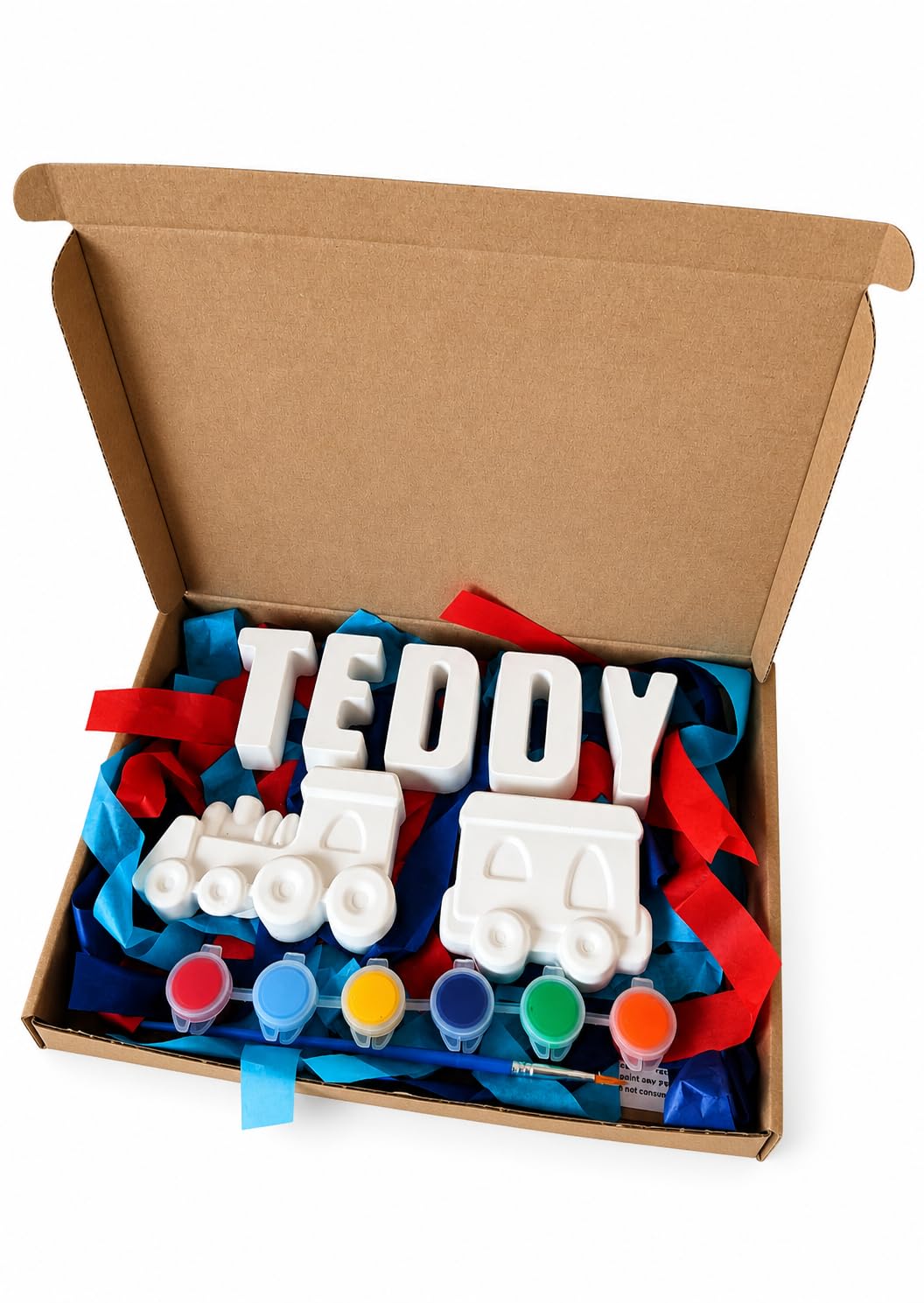 Personalised Train Craft Box: Paint Your Own Name Kit, Kid's Birthday Party Gift, Gifts for Children