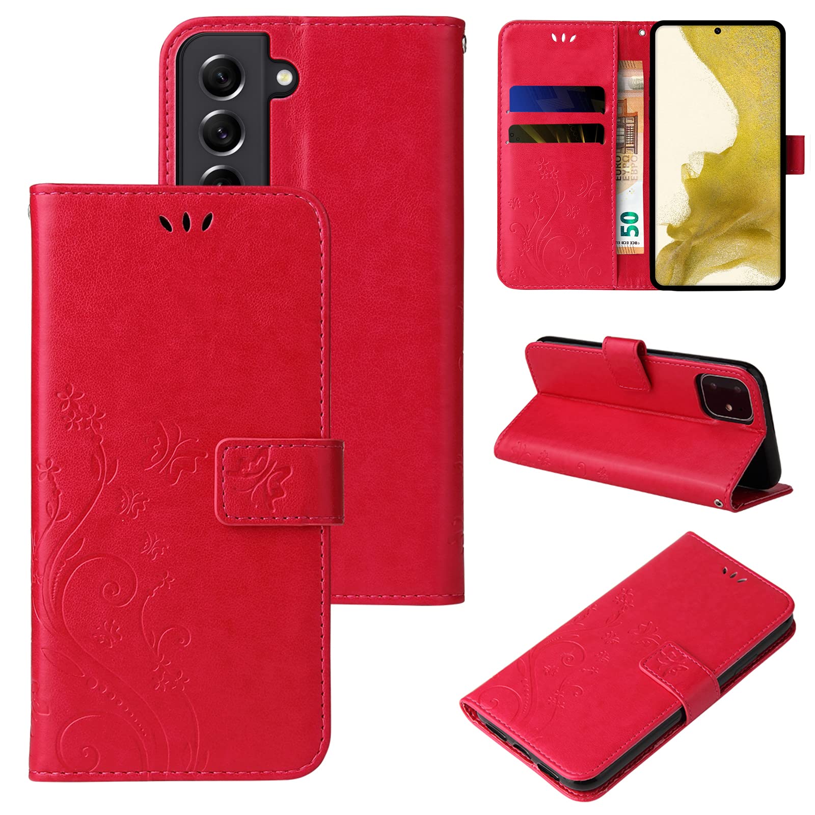 LBH Flipcase Hülle für Samsung Galaxy S22 Rot