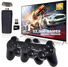 2025 Wireless TV Retro Gaming Console Pro HD HDMI with 22,000+ Built-in Classic Video Games, Retro Game with 23 Emul. Plug & Play TV Video Gaming Stick with (64GB) for All Kids (22,000 Games Black)
