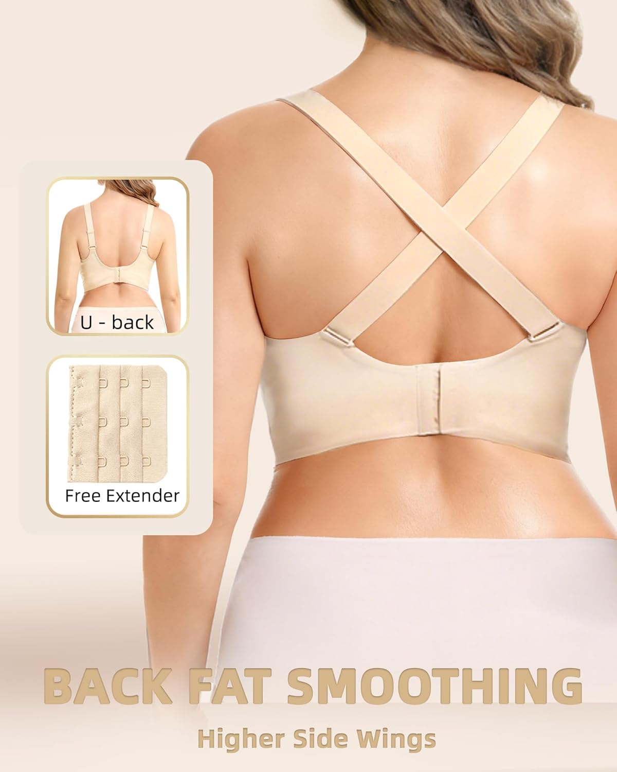 Wireless Jelly Bras for Women Plus Size Full Coverage Support No Underwire Seamless Soft Back Smoothing Large Breasts Bust - Image 4