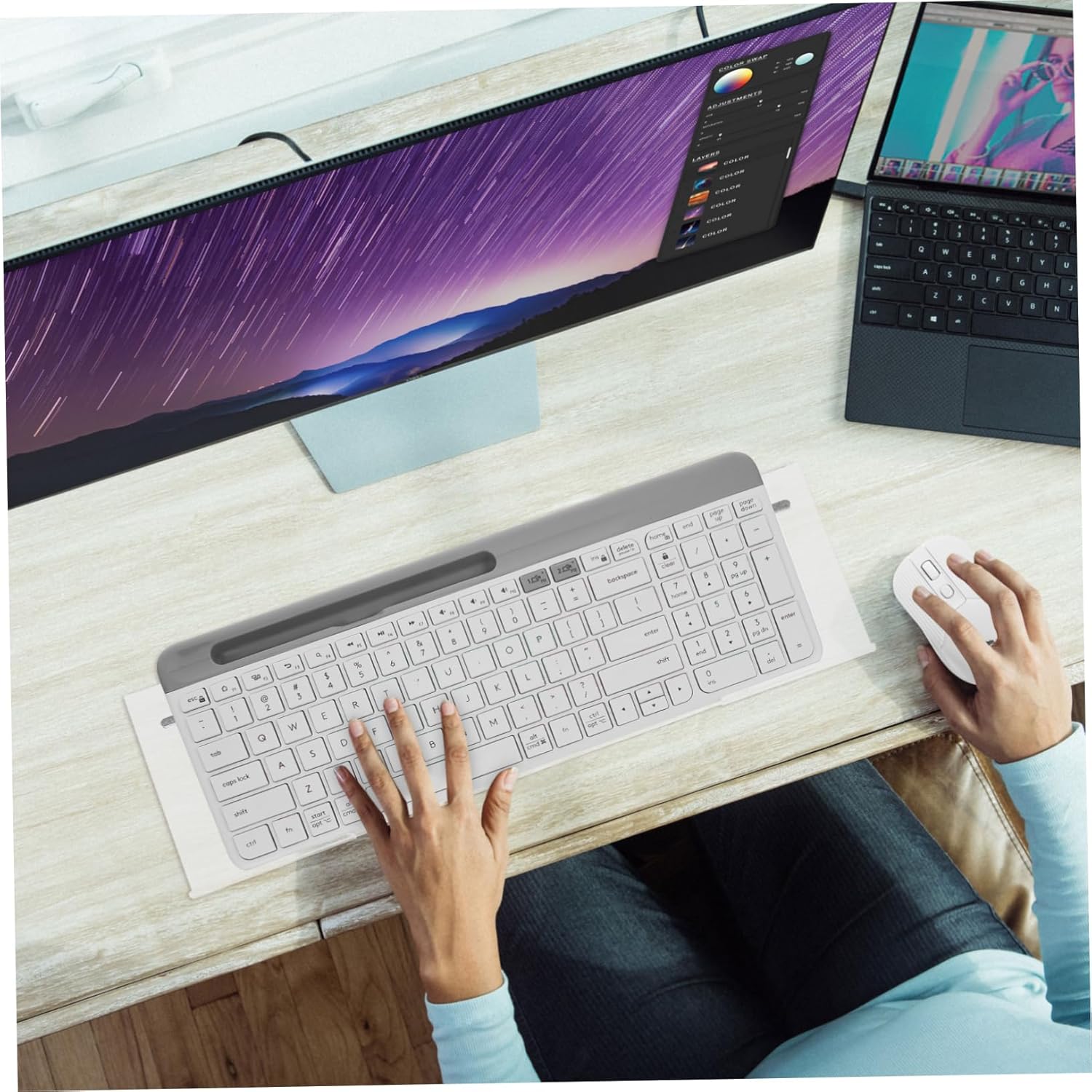 STOBOK Ergonomic Z-Shaped Keyboard Stand with Acrylic Design Adjustable Height for Comfortable Typing Includes Wrist Rest Mouse Pad for Home and Office Use