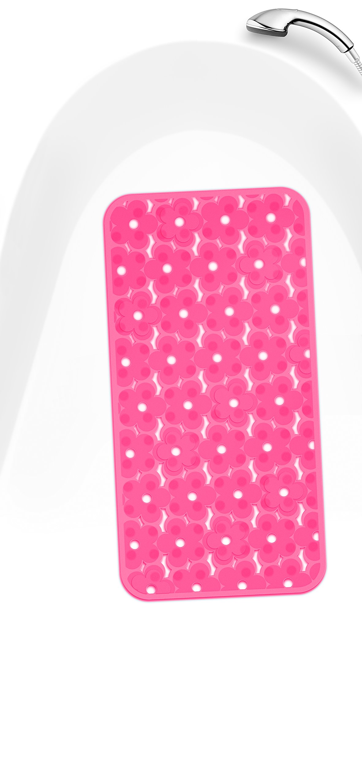 Non-slipping, blue, square shower/bath mat, pink, Wanneinlage 35x73 cm