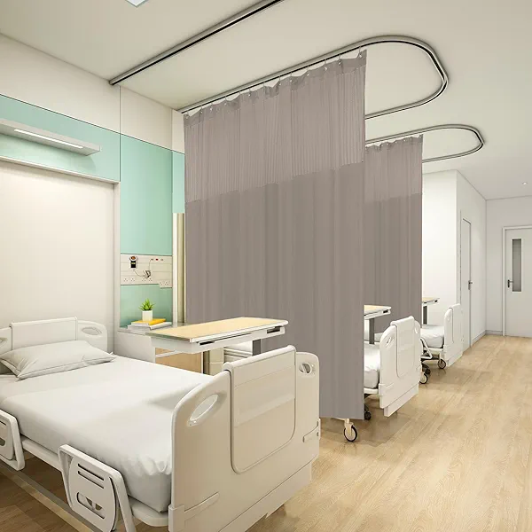 TCUSSIF Flame Retardant Hospital Room Divider with Grommet, Cubicle Divider Privacy Medical Curtain for Hospital, Clinic, Lab, School (1 Panel, 15x8FT, Grey)
