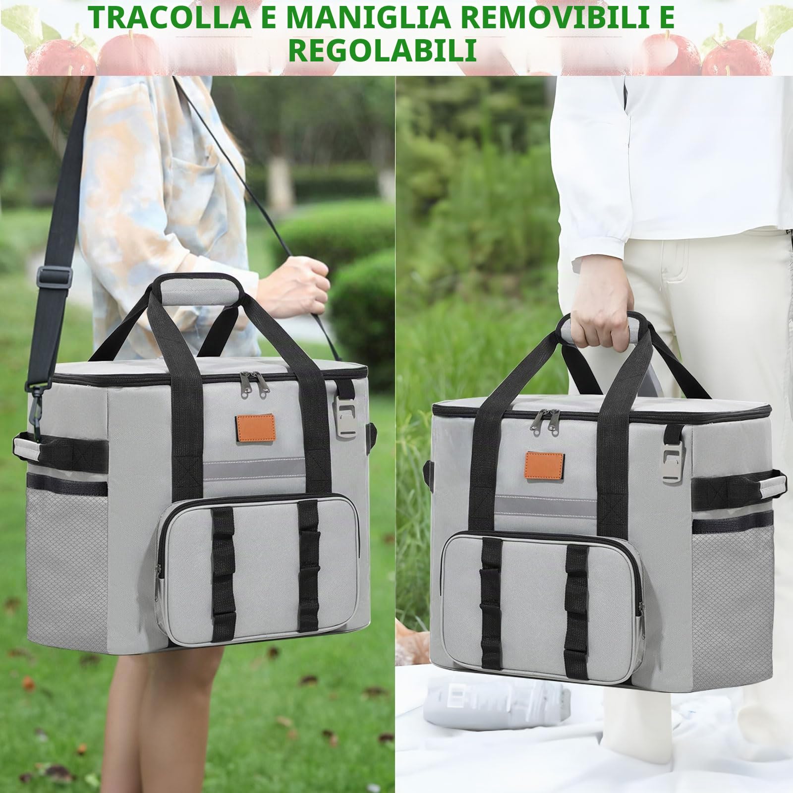 Borsa Termica Grande Facile da Pulire, Cooler Bag Portatile, Frigo per Picnic All'aperto Grigio