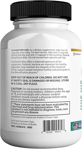 Miniatura 4 de ProBiotia Max - Suplemento probiótico oral extra fuerte de 40 mil millones de UFC, 60 cápsulas, apoya la salud de los dientes y las encías, sin