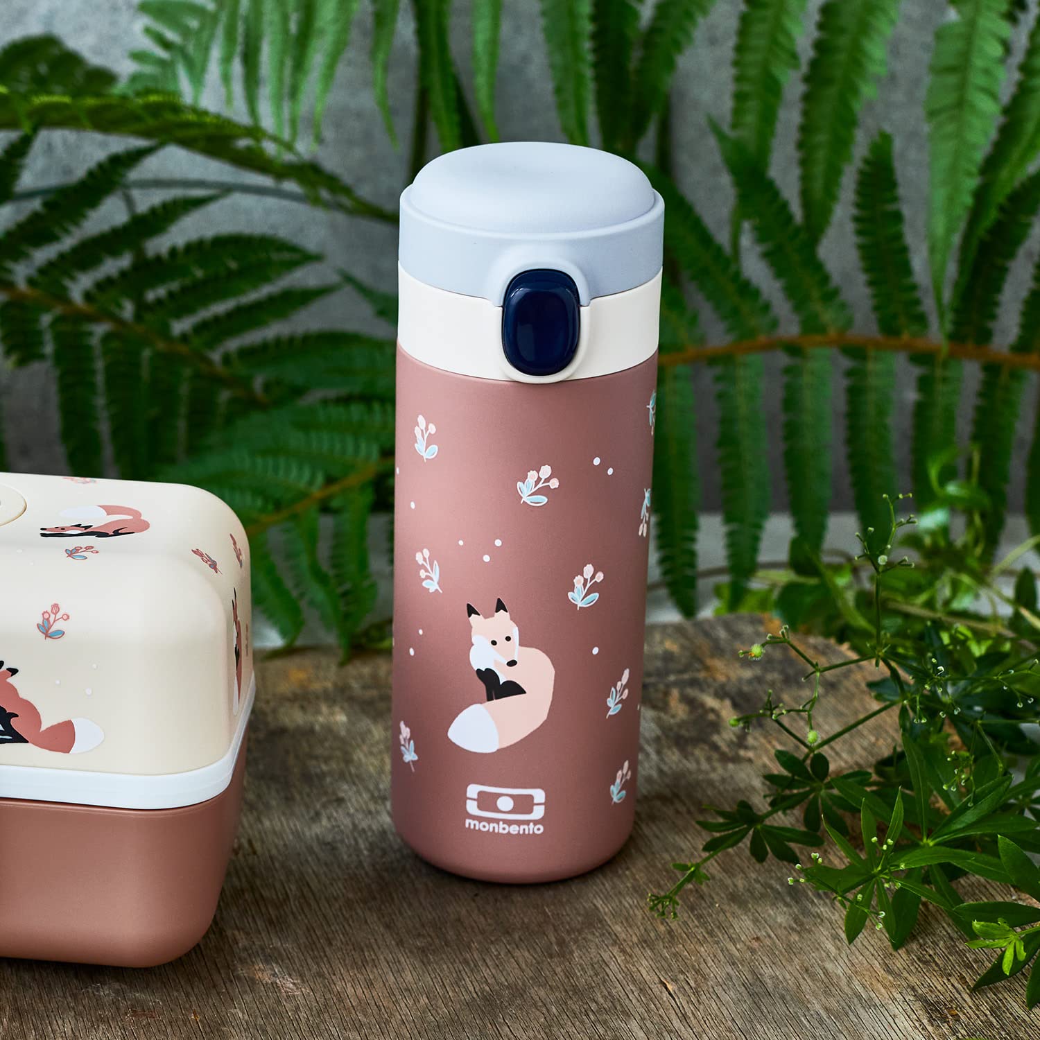 monbento - Borraccia Termica Bambini MB Pop Fox - Volpe - 360ml - Ermetica - Bevande Calde/Fresche fino a 12 Ore - Piccola Bottiglia Bambini Scuola/Parco o Adulti Borsetta - Senza BPA - Rosa Cannella