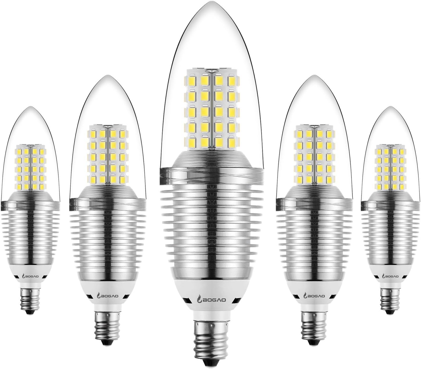 Bogao (5 Pack LED Candelabra Bulb, 12W Daylight LED Candle Bulbs, 85