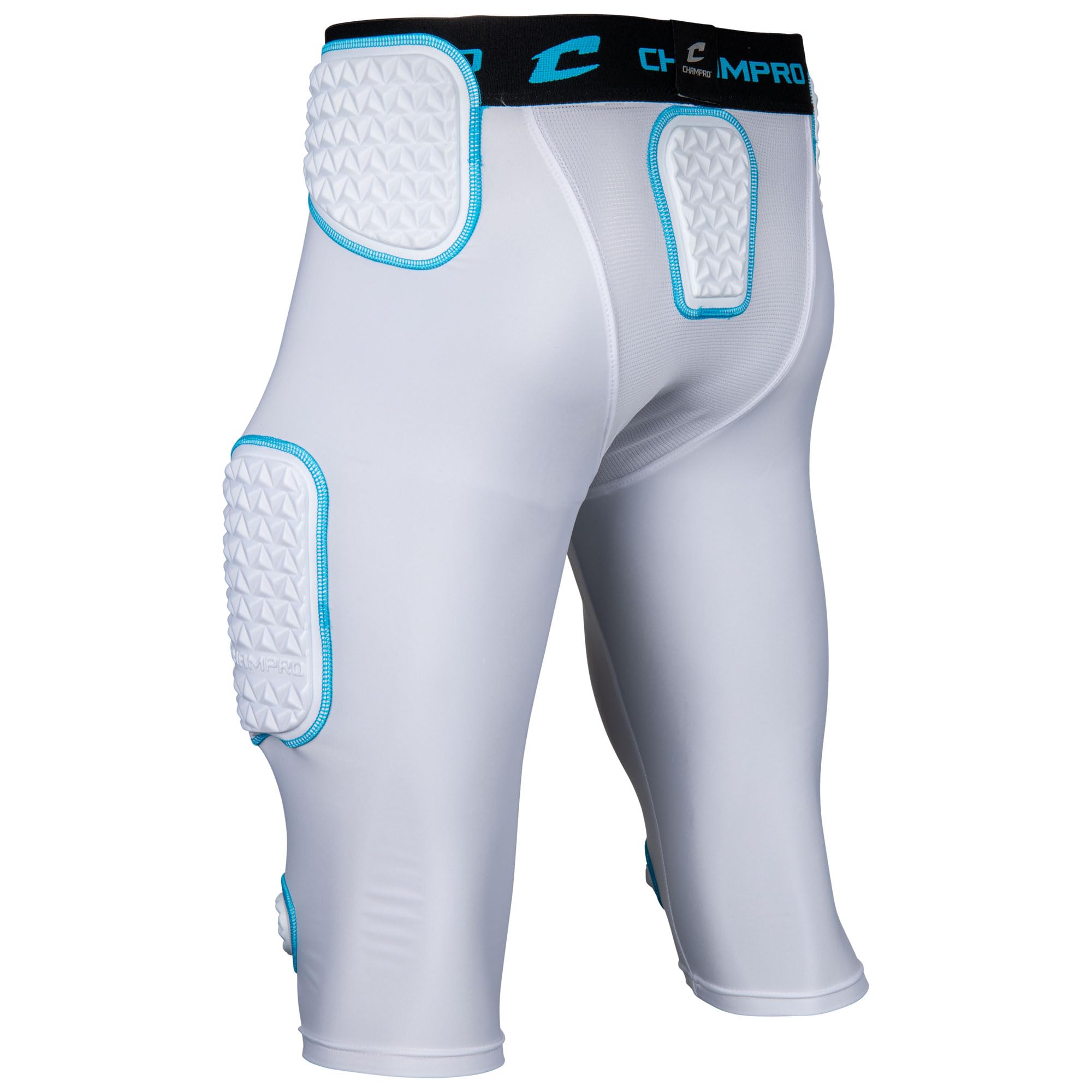 Champro Bull Rush - Faja Juvenil de 7 Almohadillas, Color Blanco, Azul óptico