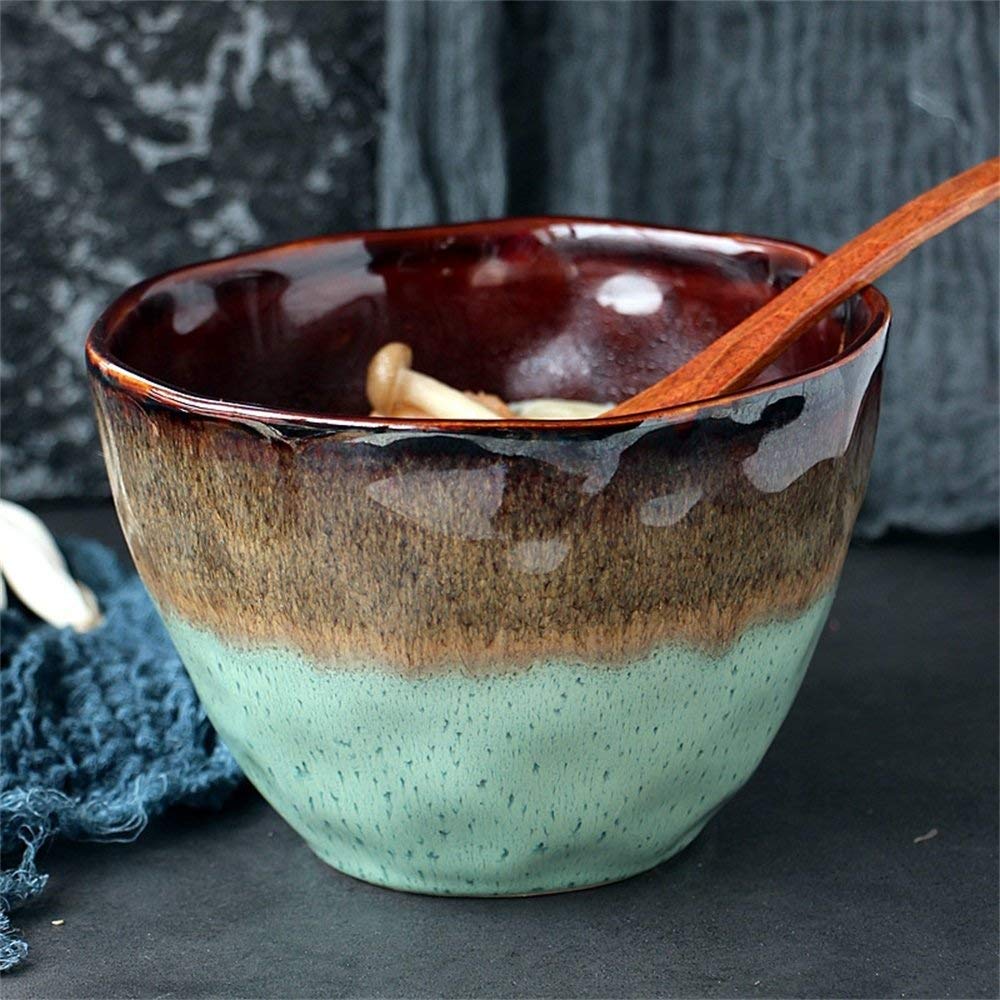 Große Tiefe Suppenschüssel Salatschüssel Rührschüssel Obst Ramen Nudelschüssel Gemüseschüssel Kreative Persönlichkeit Keramik Geschirr 8 Zoll