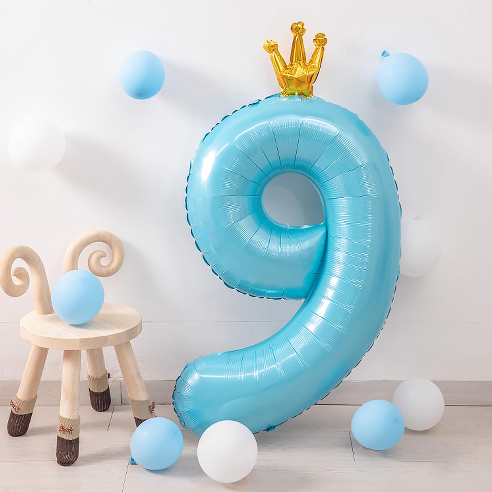 Amazon | ブルー 王冠 数字 バルーン 風船 91歳 誕生日 数字 風船