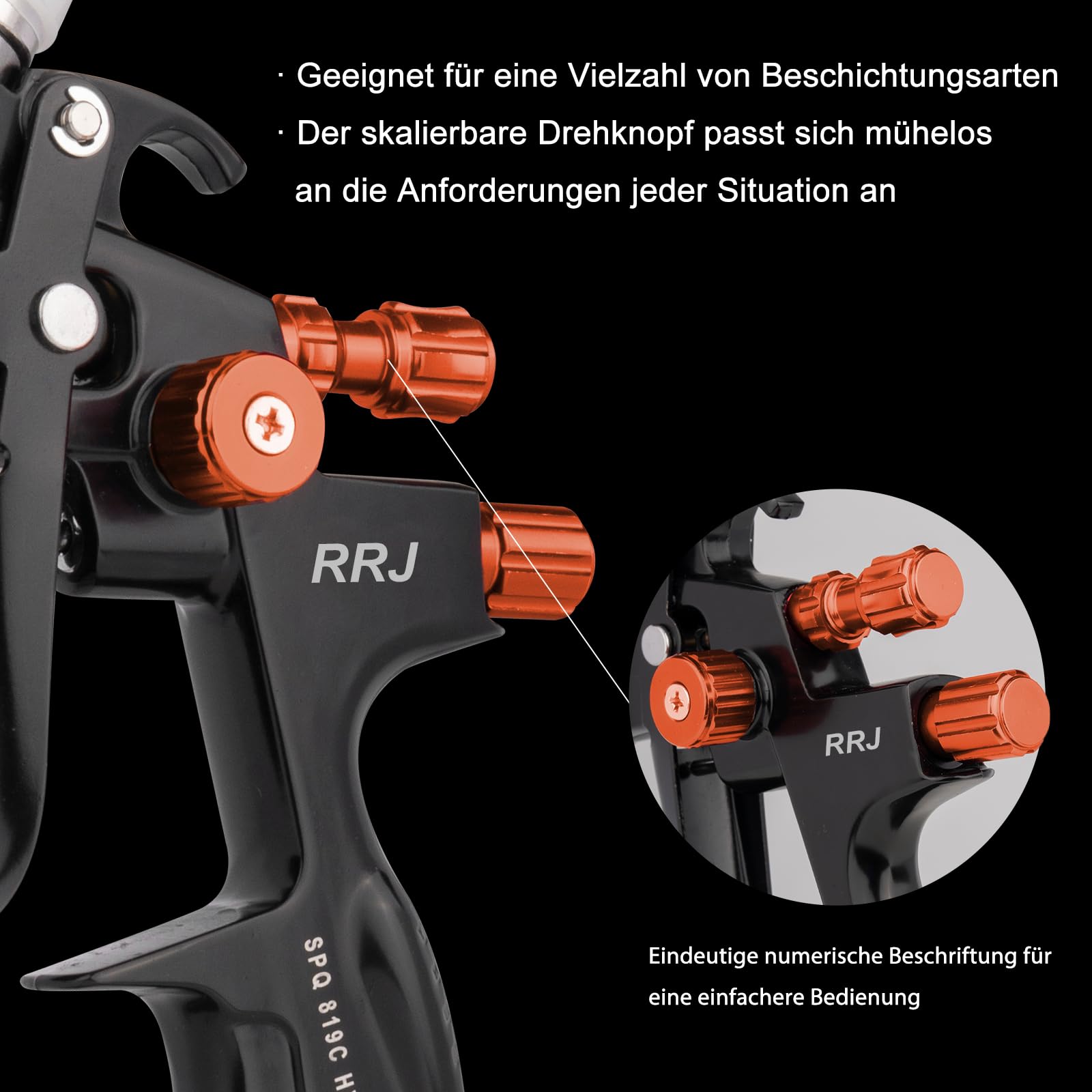 HVLP - Pistola pulverizadora con 3 boquillas de 1,3 mm/1,7 mm/2,0 mm, pistola de pintura profesional, pulverizador de gravedad con vaso de plástico de 600 ml